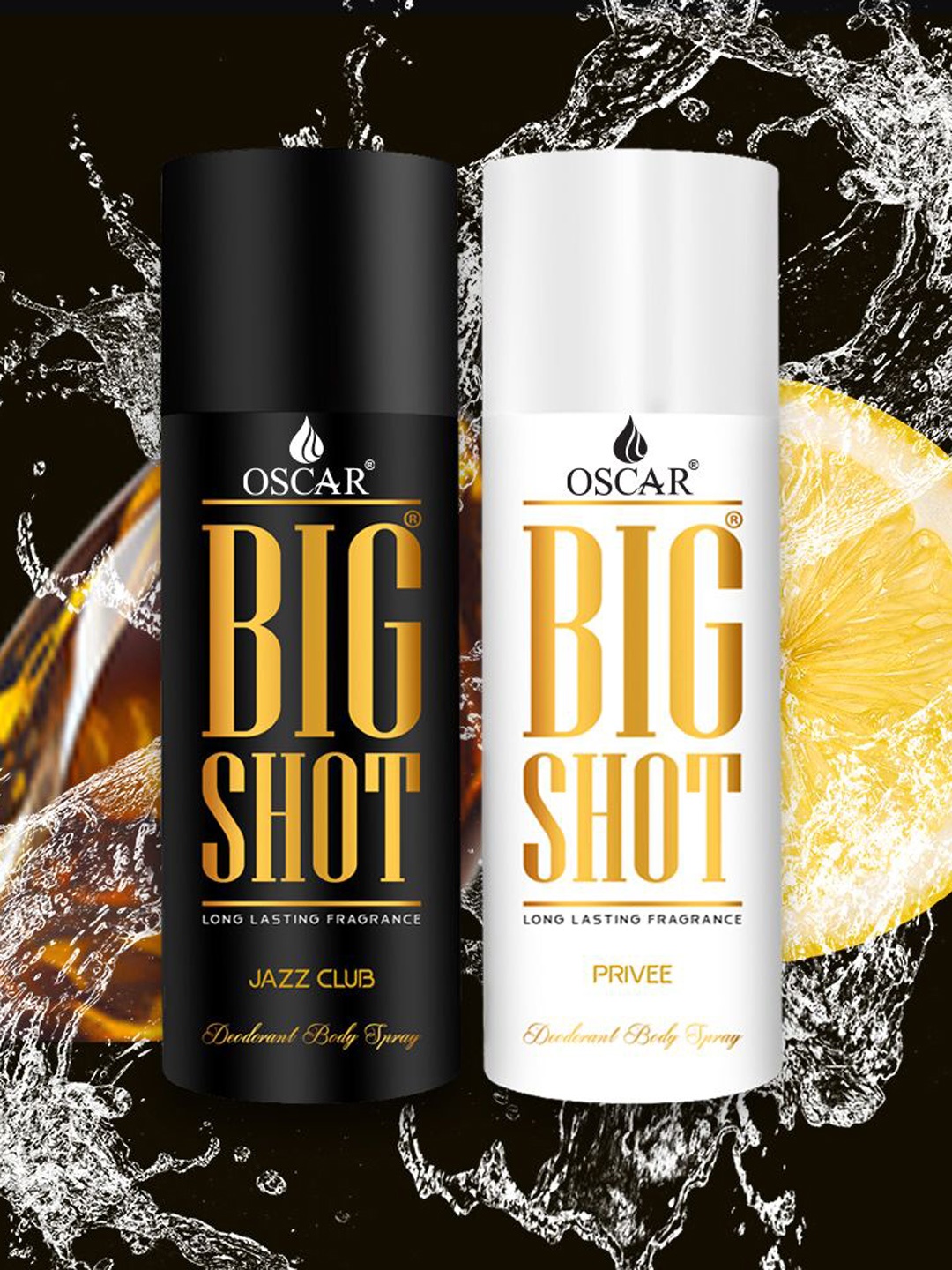 

OSCAR Big Shot Set Of 2 Jazz Club & Privee Long Lasting Deodorant - 150 ml Each, Black