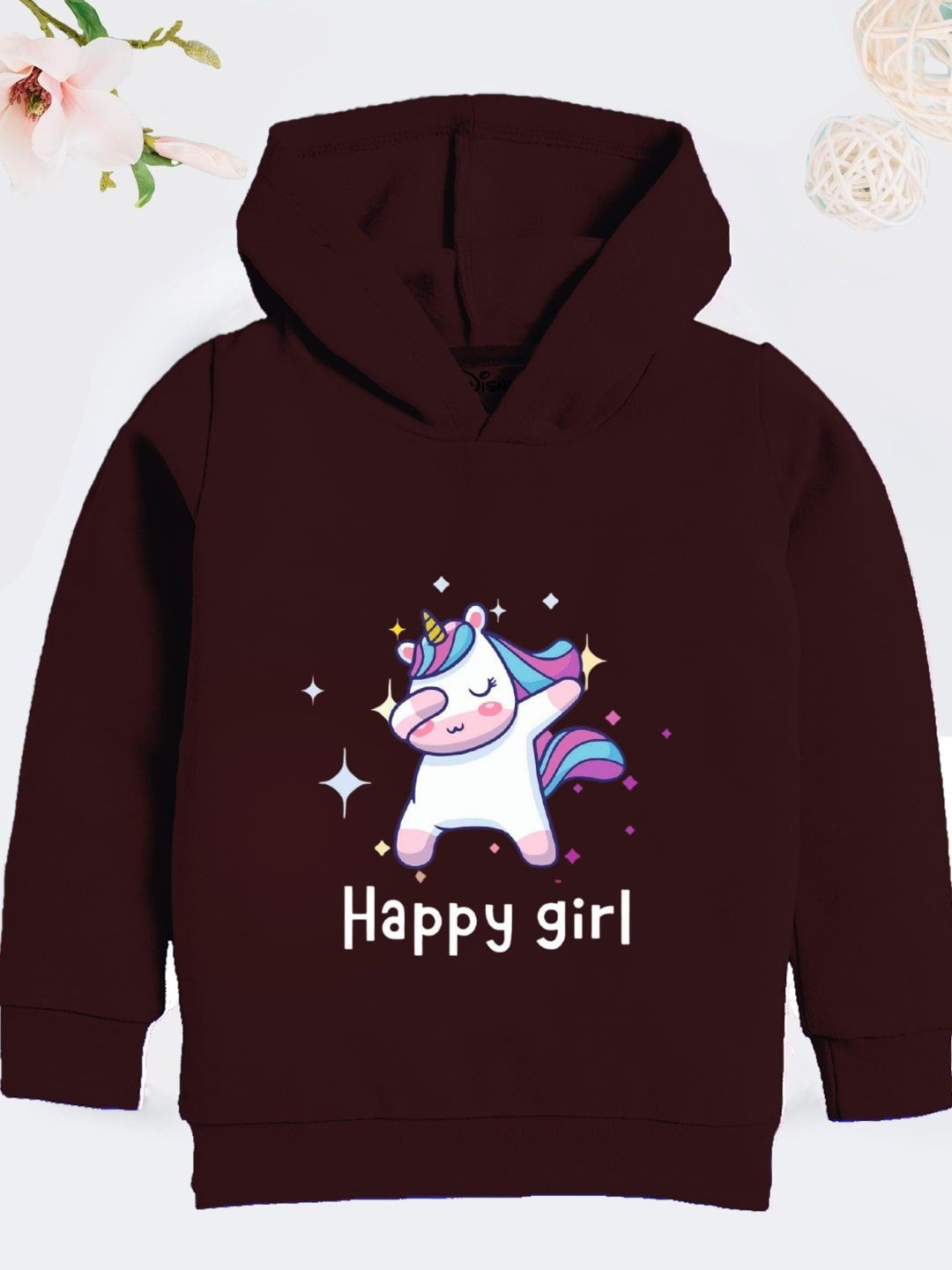 

YK Disney Girls Printed Hooded Sweatshirt, Coffee brown