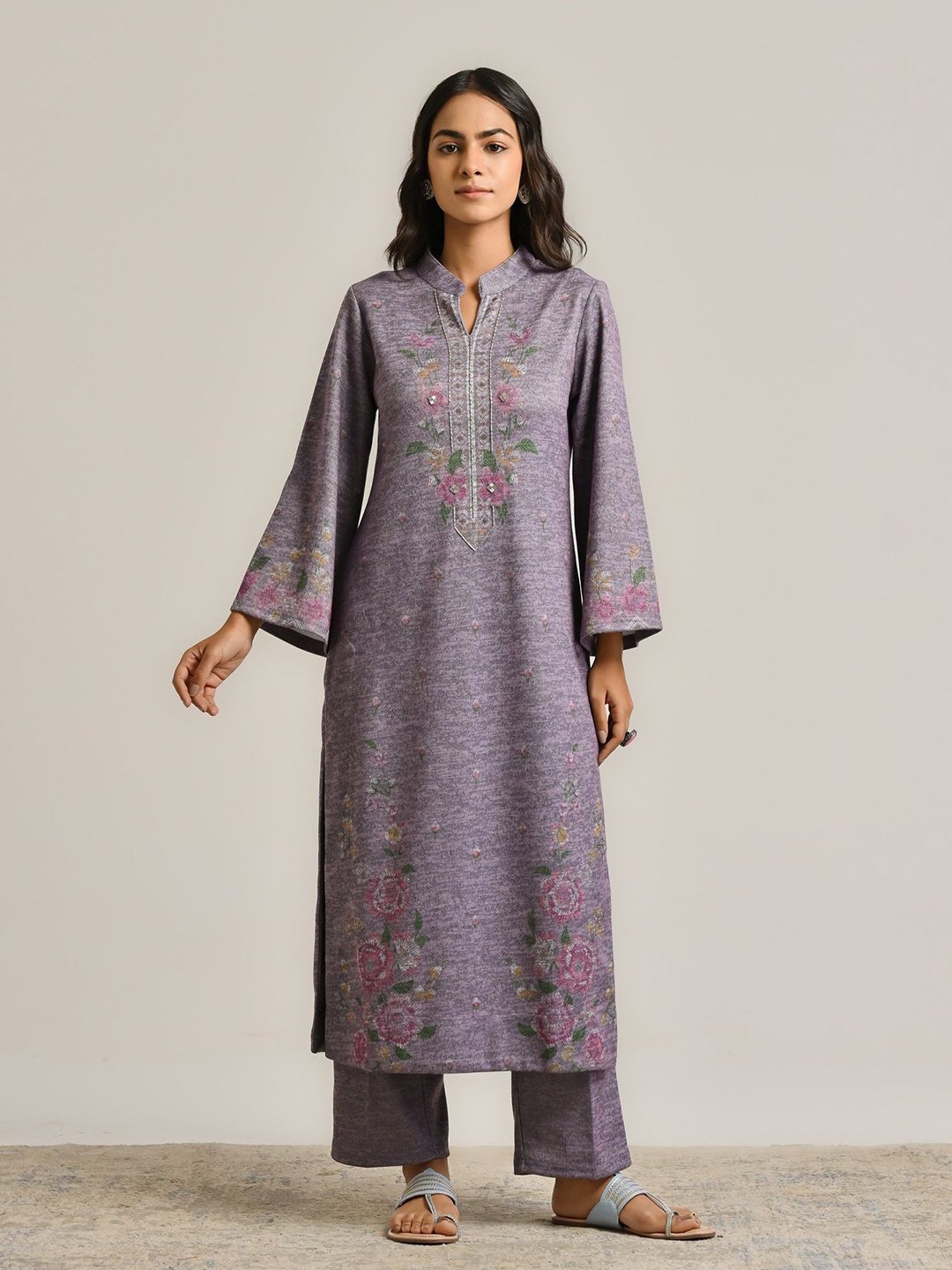 

Rustorange Floral Embroidered Sequinned Kurta with Trouser, Mauve