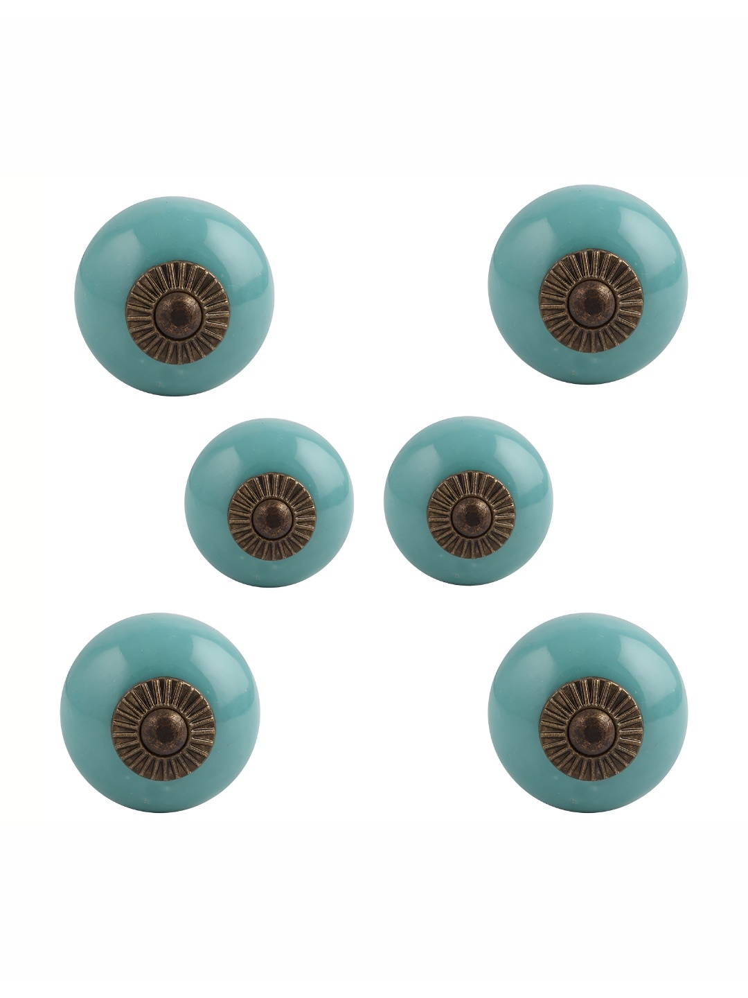 

Indianshelf Green & Brown 6 Pieces Round Ceramic Knobs