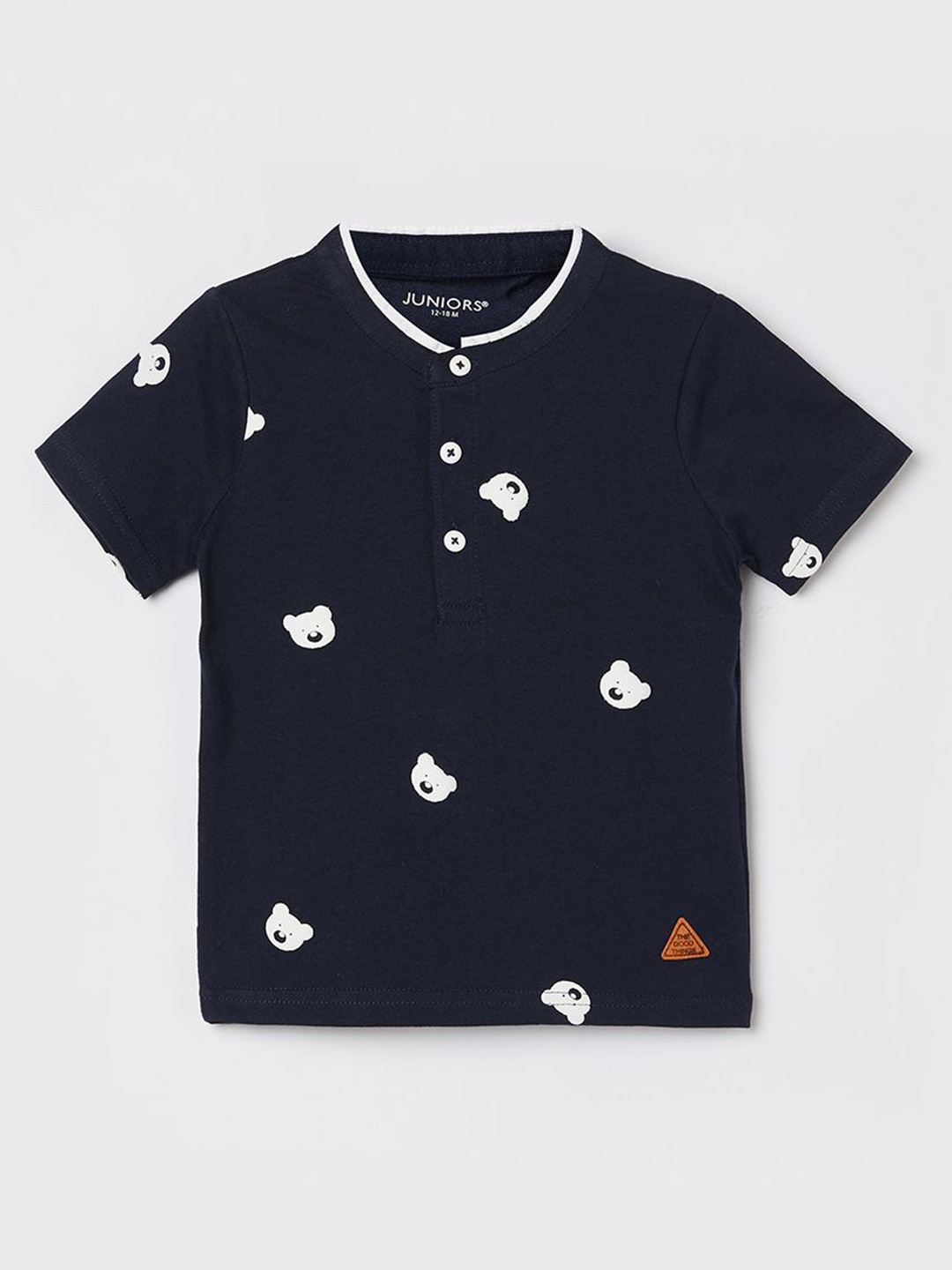 

Juniors by Lifestyle Boys Printed Mandarin Collar Applique T-shirt, Blue