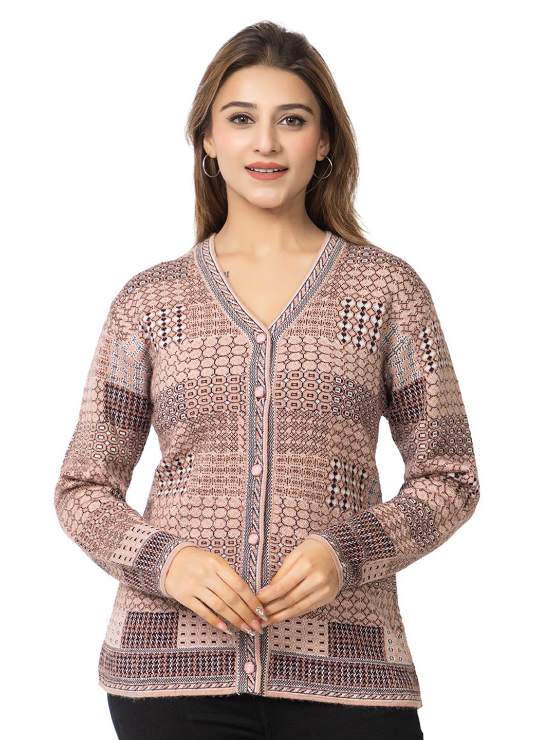 

TWENTY ME Women Embroidered Cardigan with Embroidered Detail, Pink