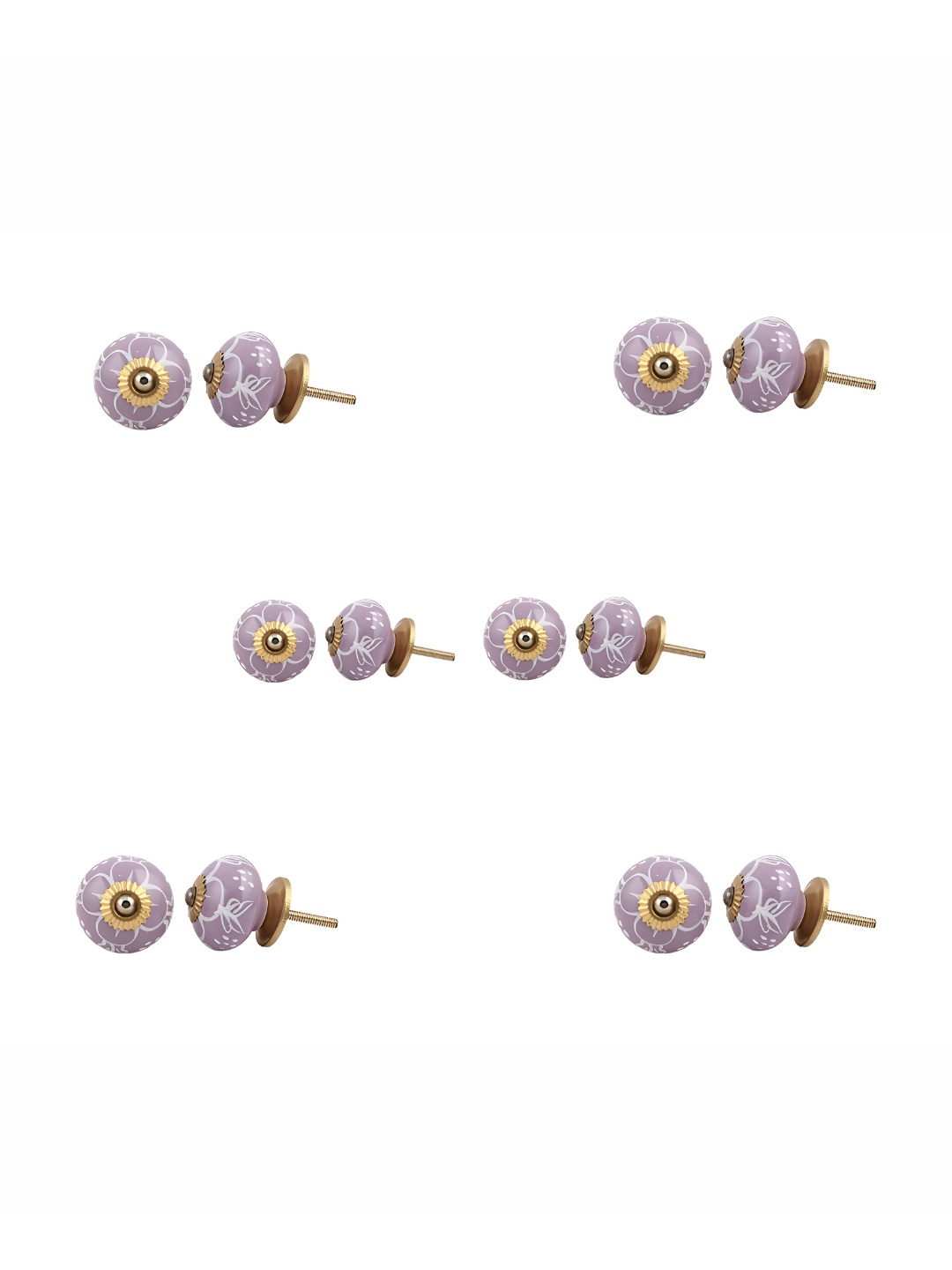 

Indianshelf Purple & Gold-Toned 6 Pieces Printed Ceramic Knobs