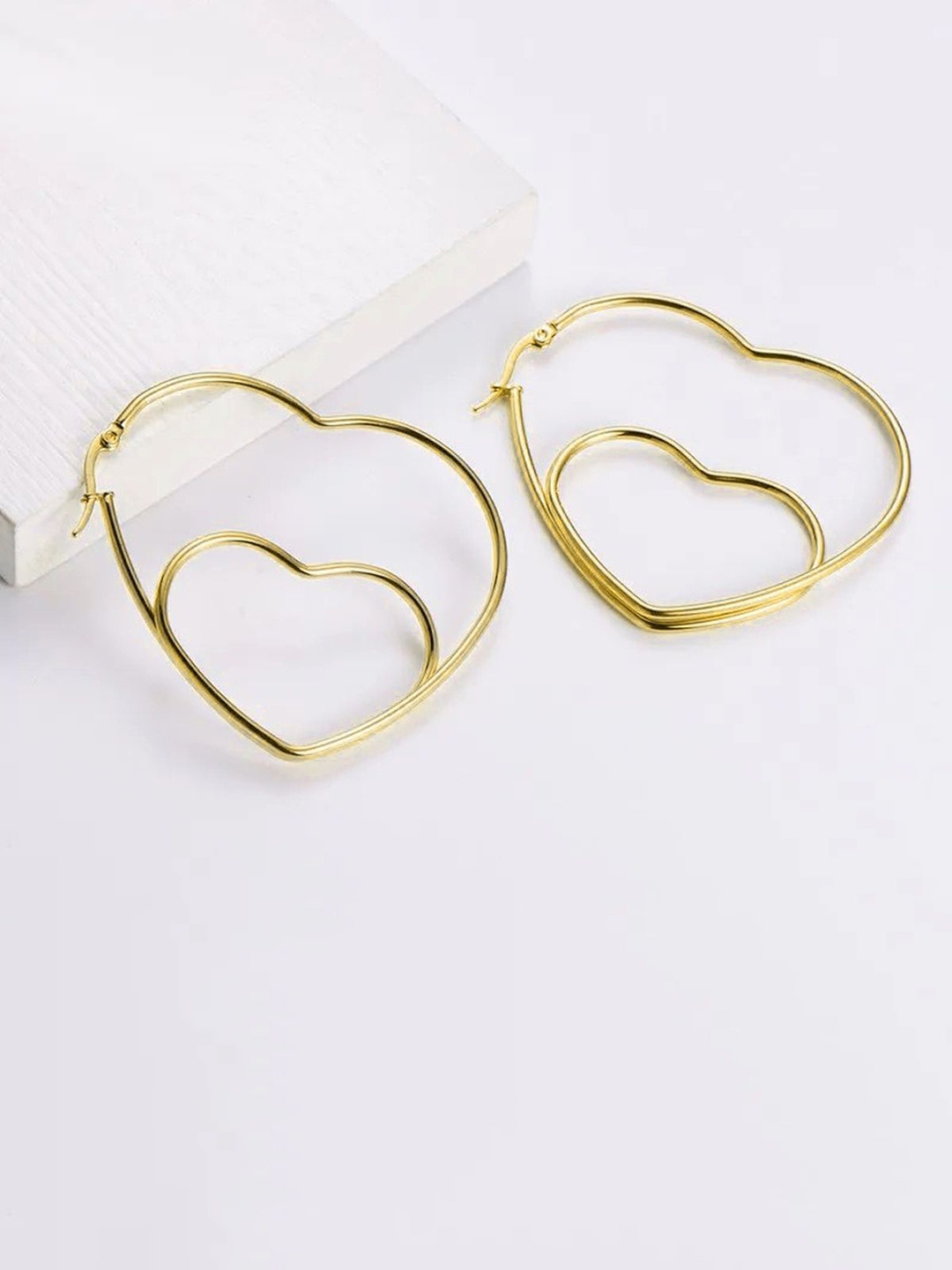 

ZIVOM Heart Shaped Hoop Earrings, Gold