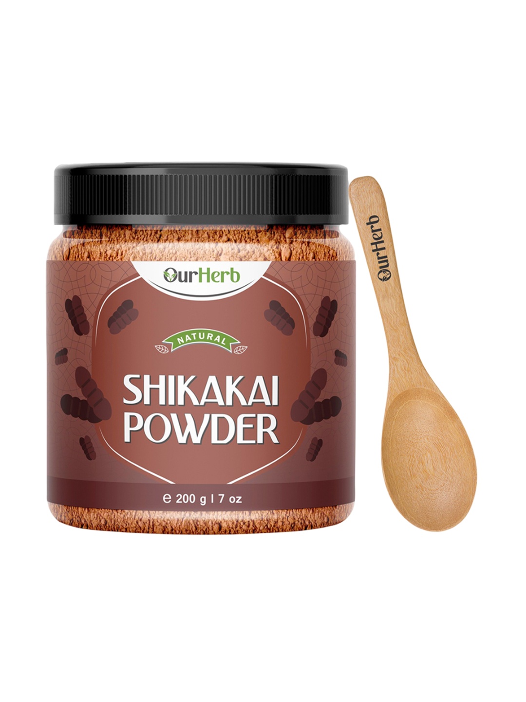 

OurHerb Shikakai Powder For Hair care with Wooden Spoon - 200g, Brown