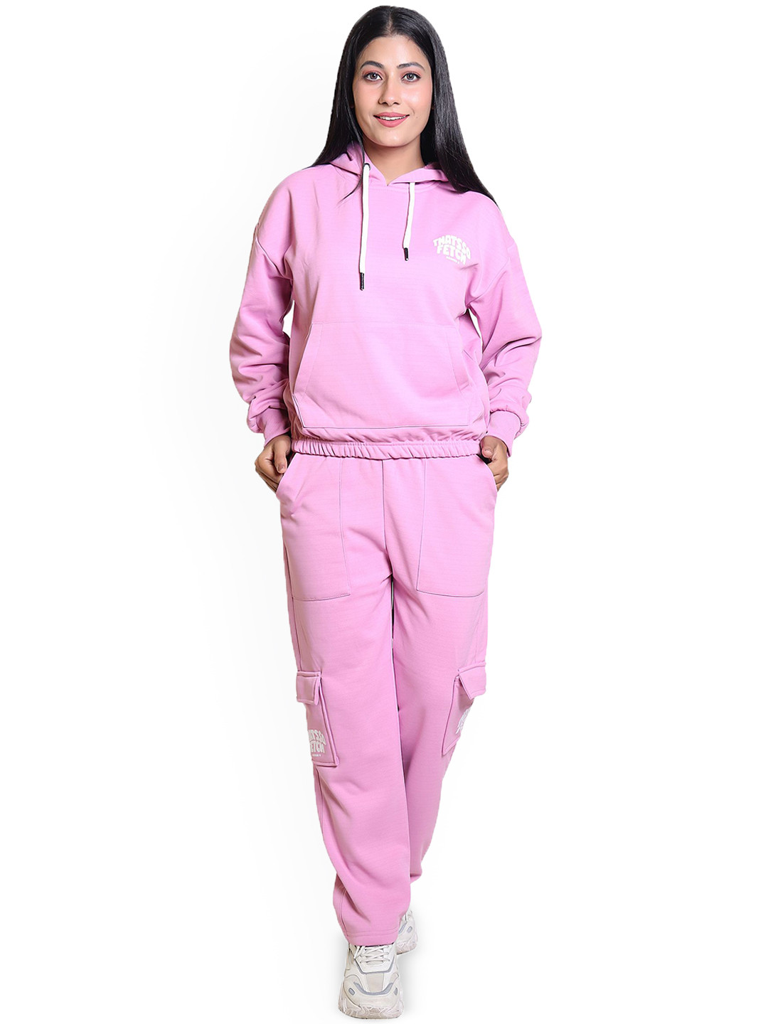 

Divine Girl Women Hood Neck Tracksuit, Pink