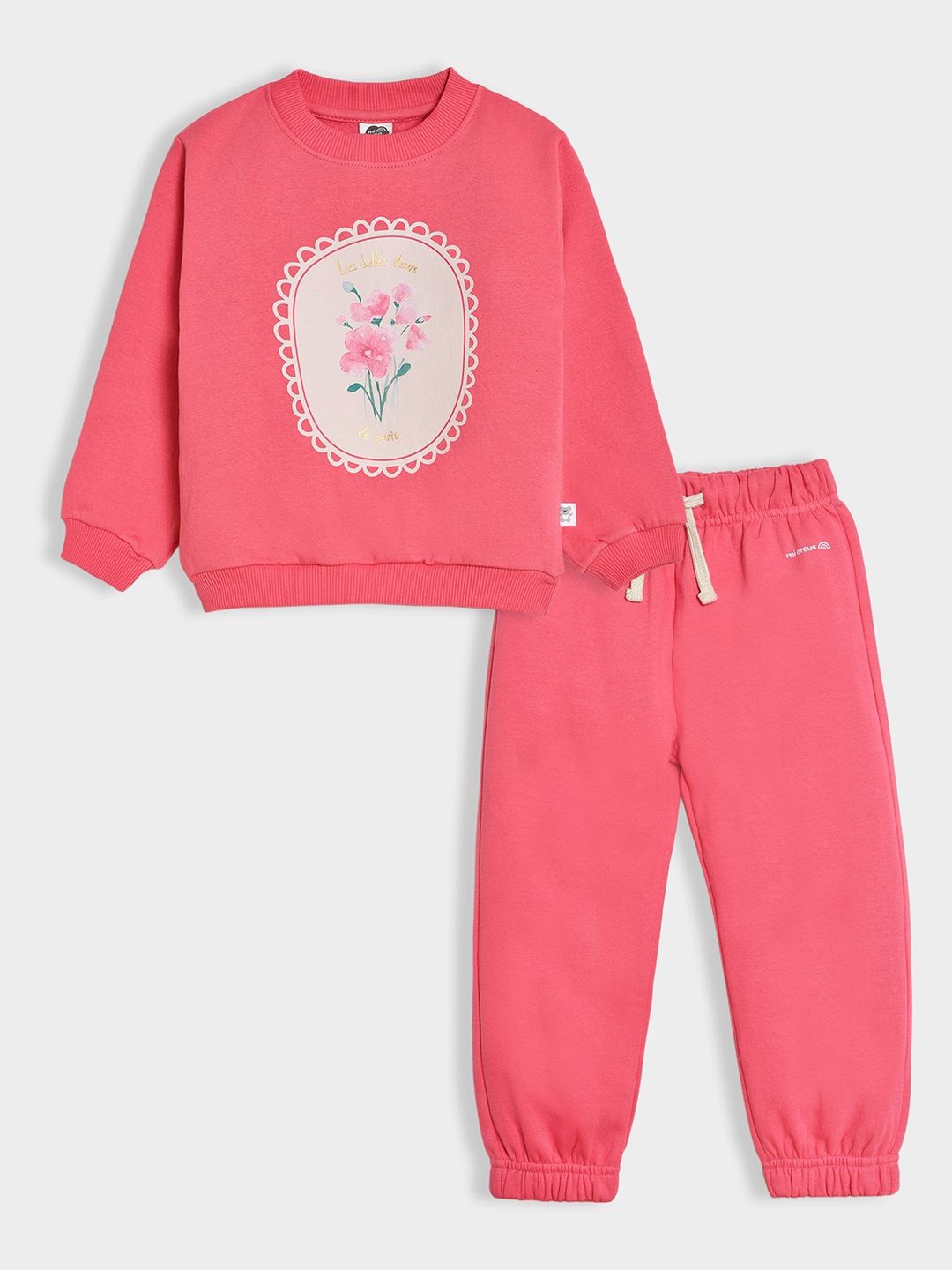 

MiArcus Flower Print Sweatshirt & Jogger Set for Girls, Pink