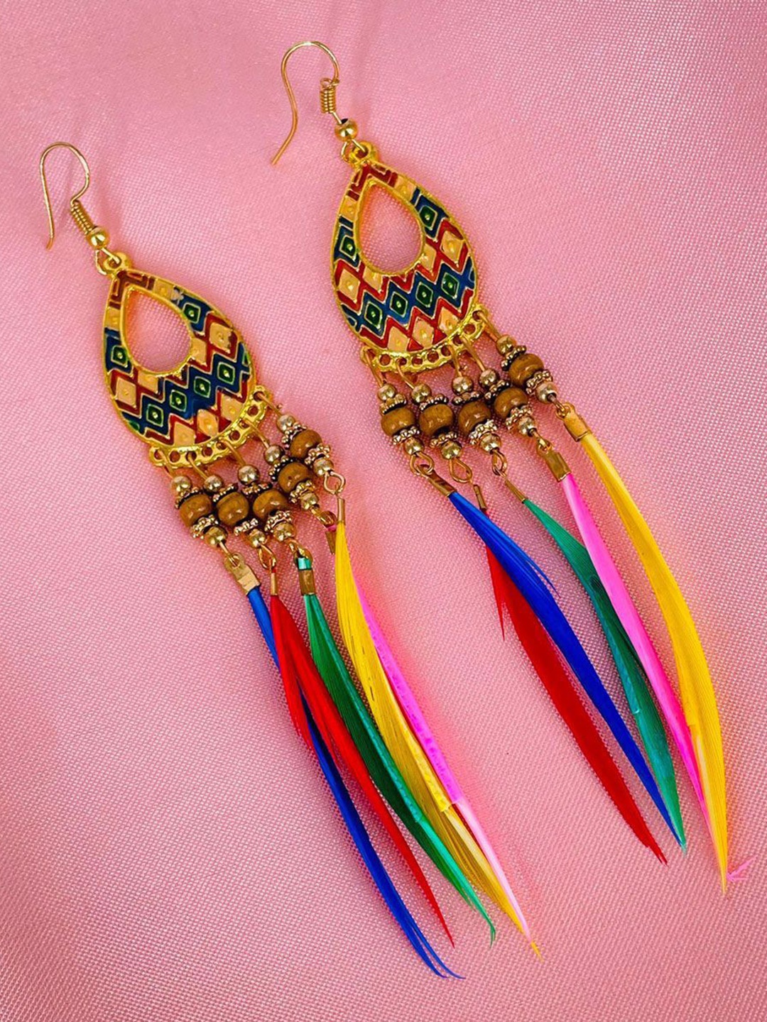 

ZIVOM Feather Shaped Drop Earrings, Blue