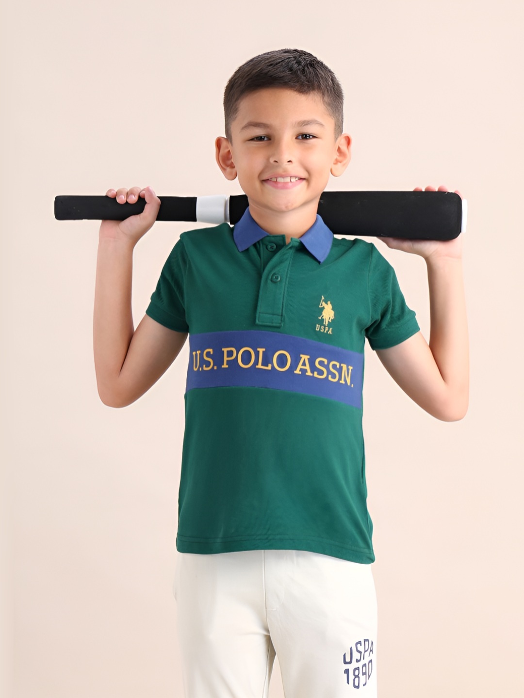 

U.S. Polo Assn. Kids Boys Brand Logo Printed Polo Collar T-shirt, Green