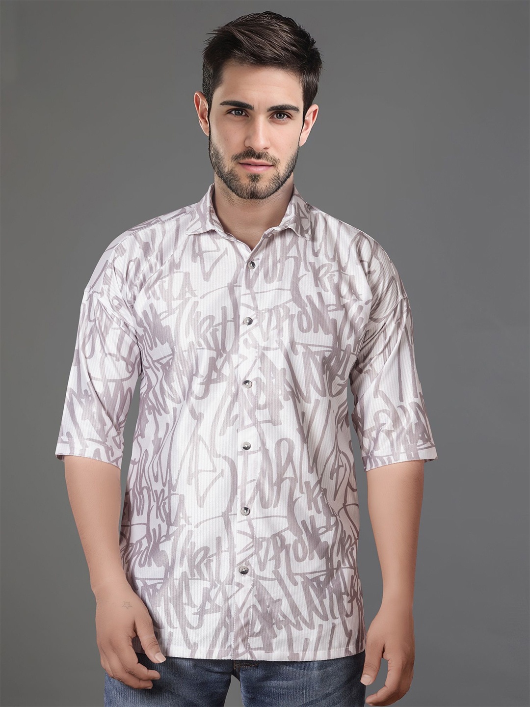 

Jb Just BLACK Men Classic Opaque Printed Casual Shirt, Grey