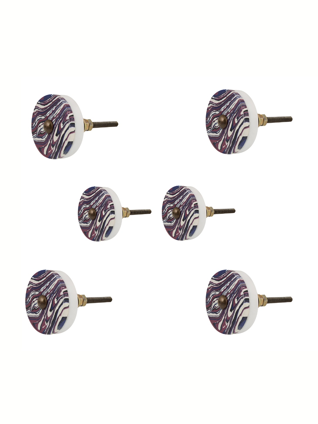 

Indianshelf 6-Pcs White & Blue Printed Stone Knobs
