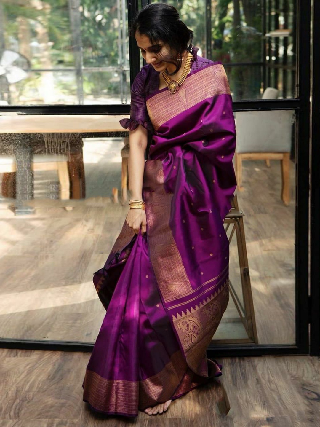 

Visit Wear Woven Design Pure Silk Banarasi Saree, Purple