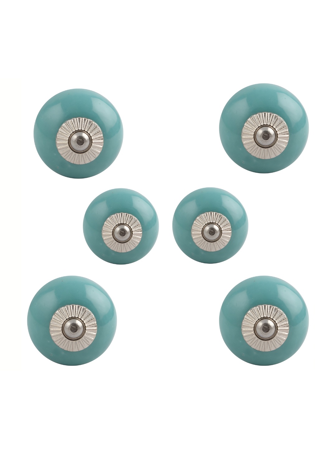 

Indianshelf 6-Pcs Green Glossy Ceramic Knobs, White