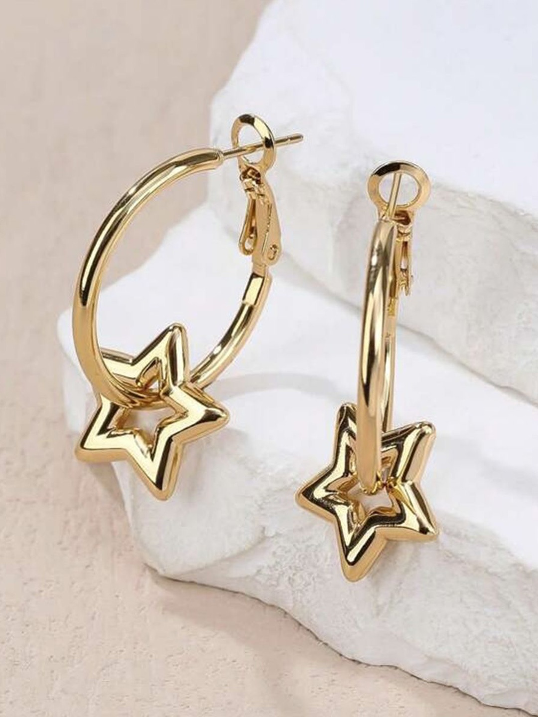 

ZIVOM Star Shaped Hoop Earrings, Gold