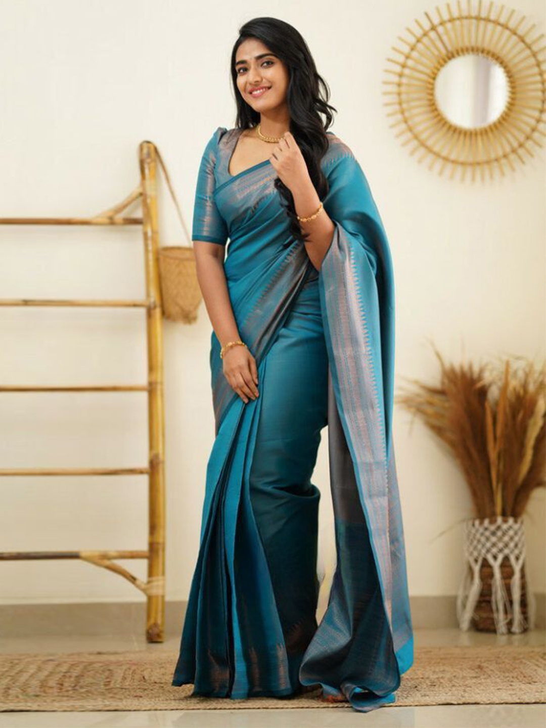 

Visit Wear Woven Design Pure Silk Banarasi Saree, Sea green