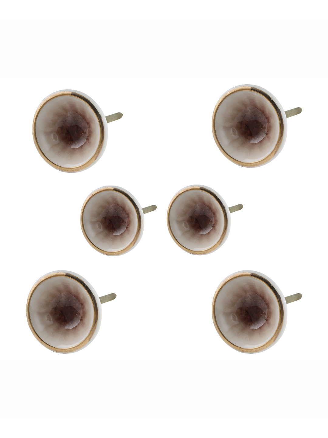 

Indianshelf 6-Pcs White & Brown Printed Ceramic Knobs