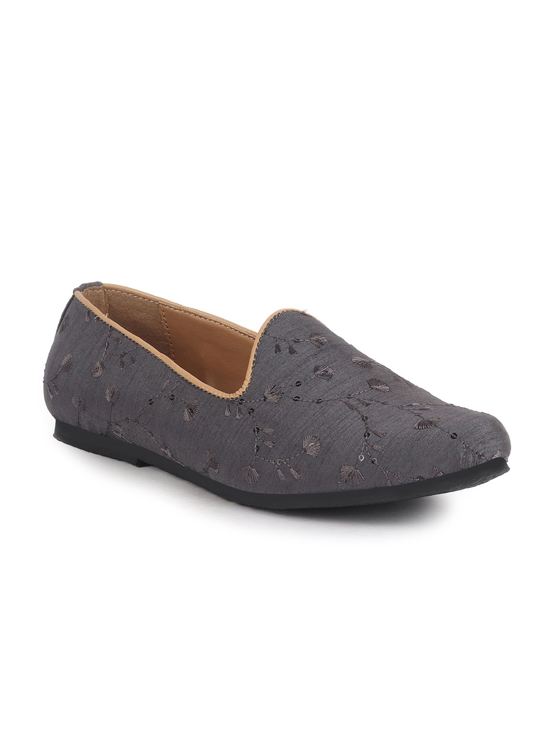 

FAUSTO Men Embroidered Ethnic Mojaris, Grey