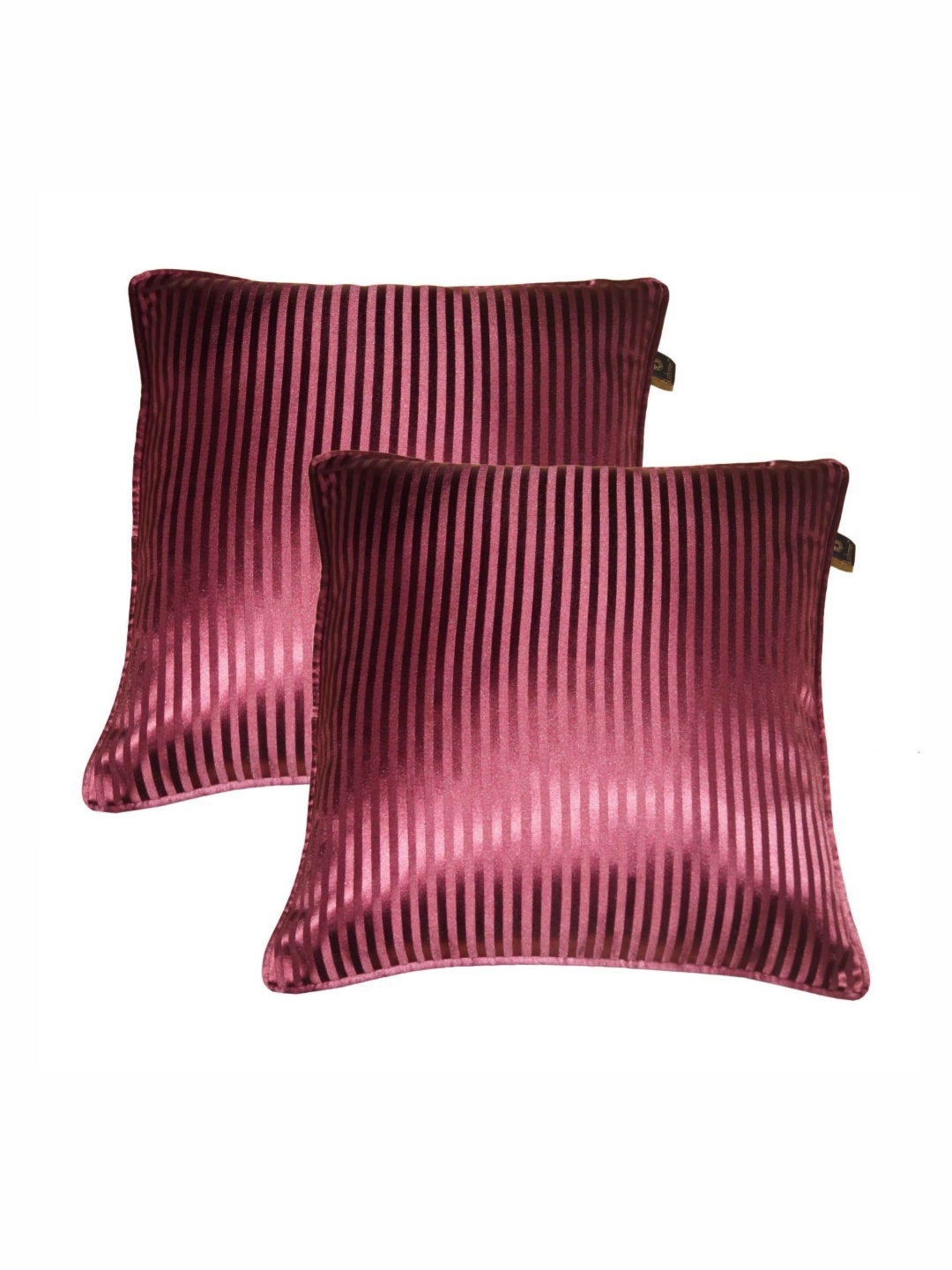 

Lushomes Burgundy & Pink Set of 2 Striped Square Cushion Covers