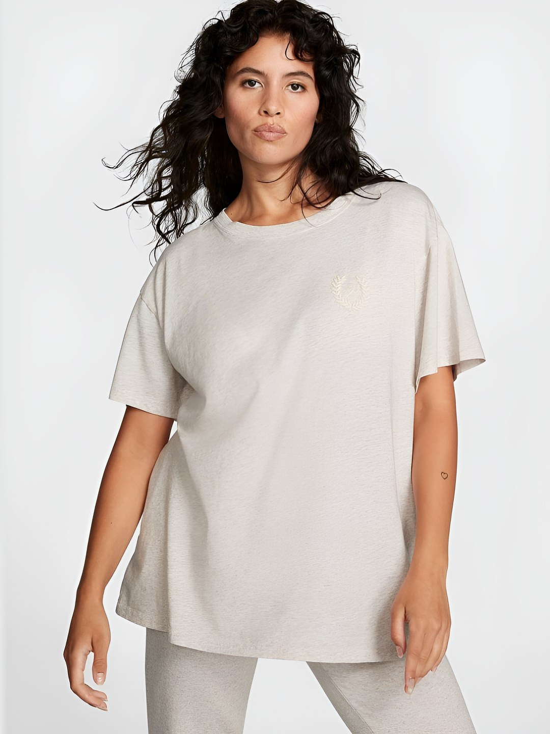 

Victoria's Secret Women Typography Printed Round Neck Cotton Relaxed Fit T-shirt, White