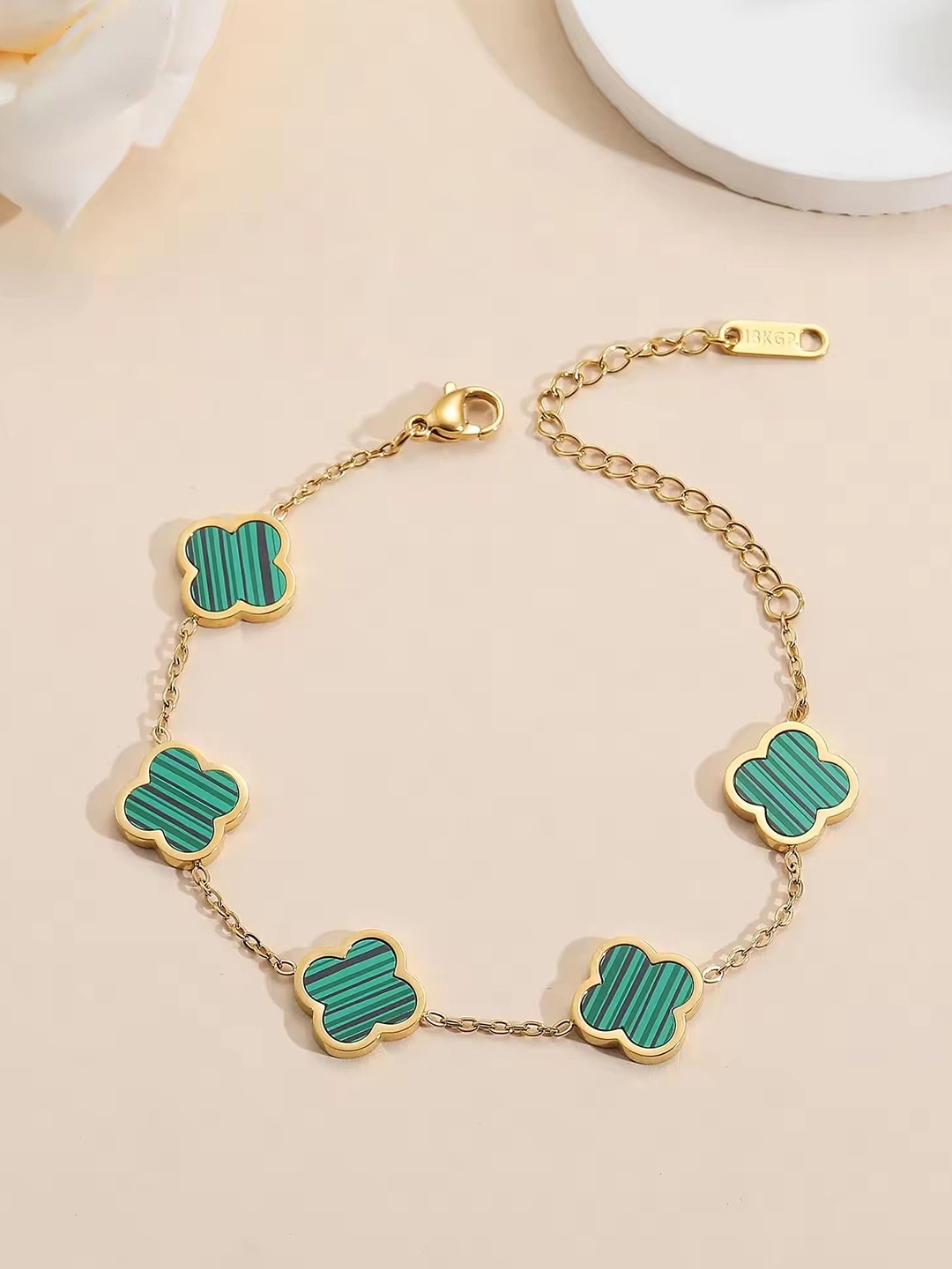 

DIVASTRI Gold-Plated Stainless Steel Anti Tarnish Link Bracelet