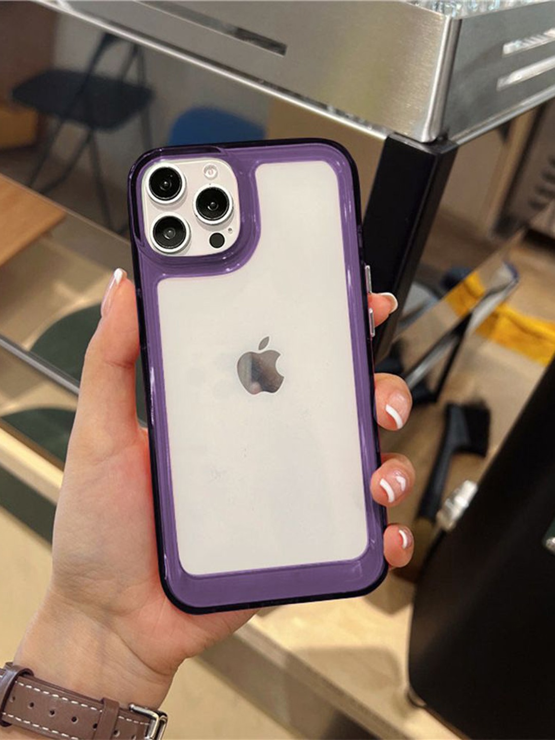 

Luxury Kase Solid Printed iPhone 13 Pro Back Case Mobile Accessories, Purple