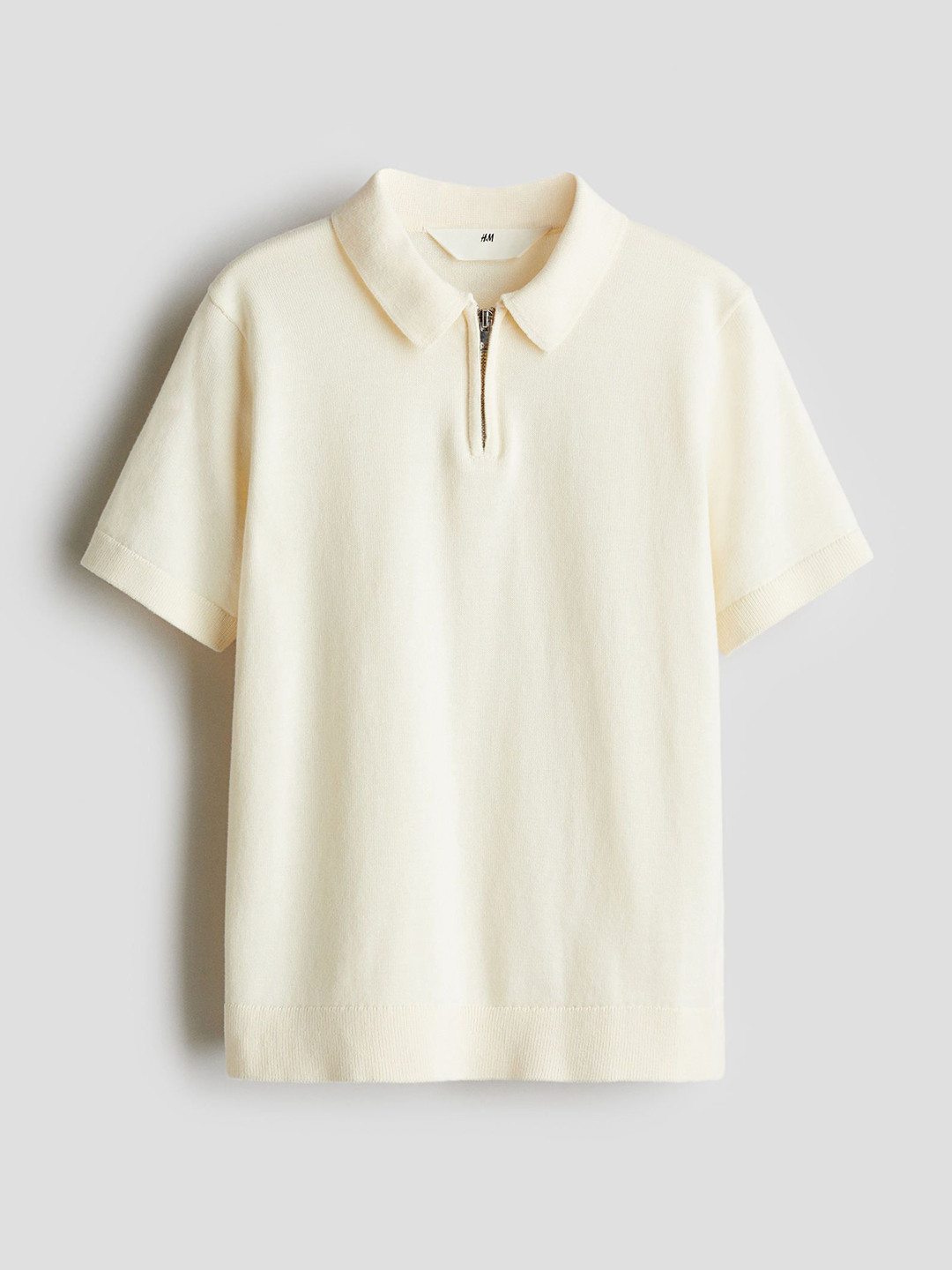 

H&M Boys Zip-Top Pure Cotton Polo T-Shirts, Off white