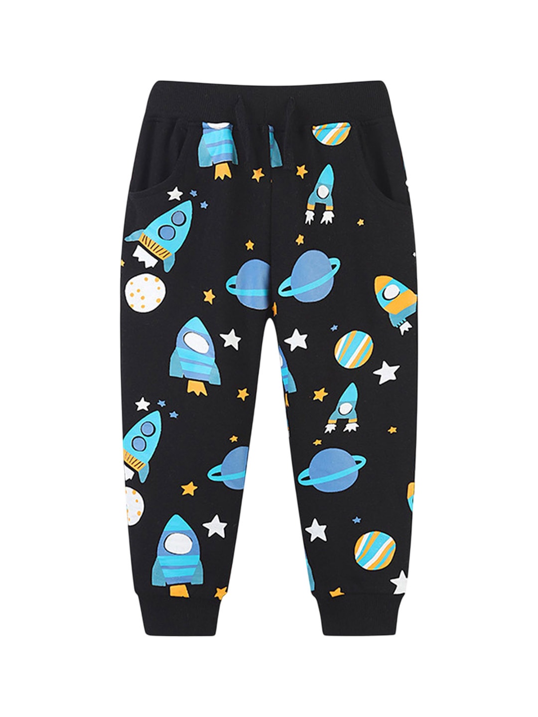 

LULU & SKY Unisex Kids Printed Tapered Fit High-Rise Joggers Trousers, Black
