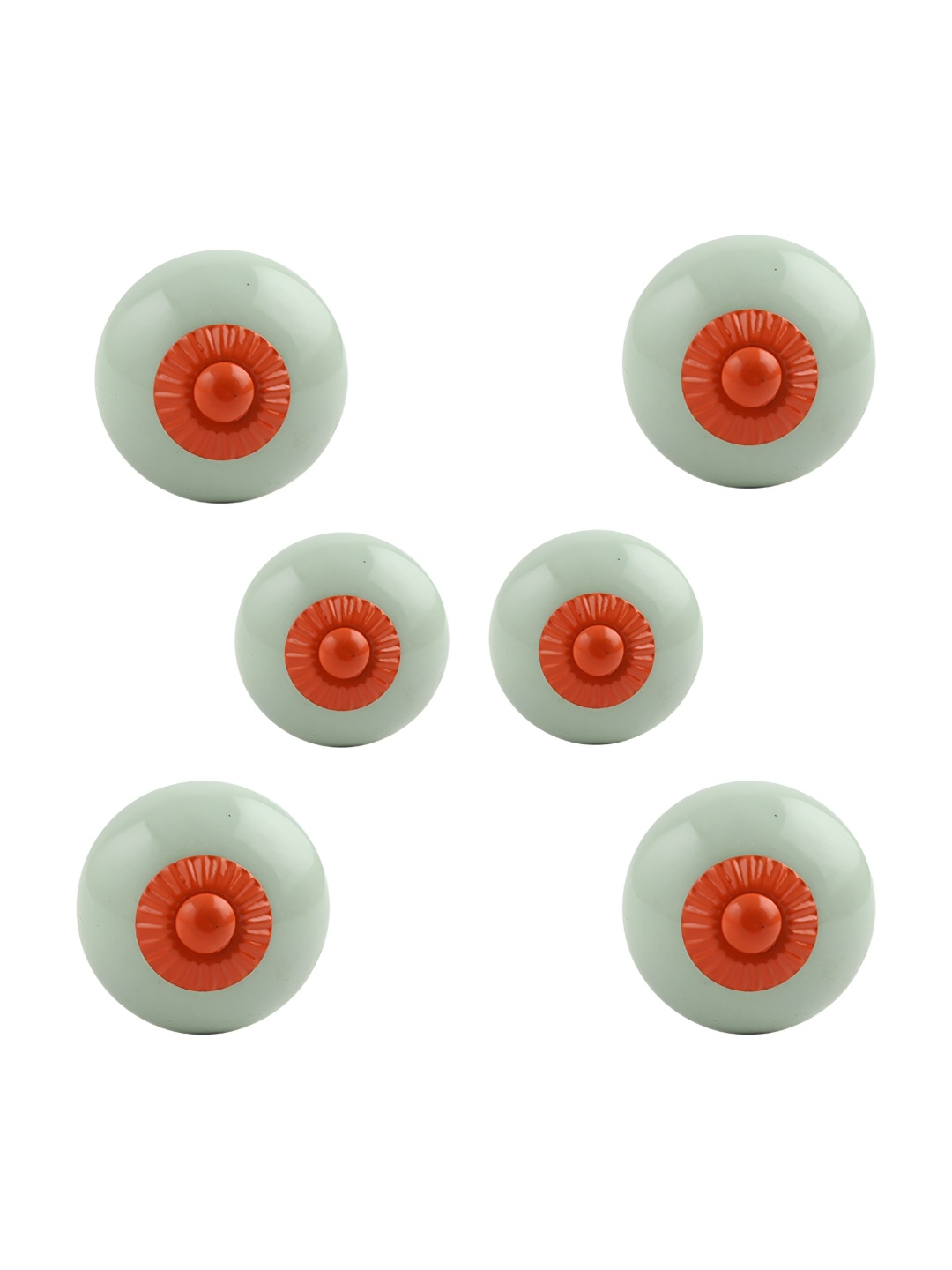 

Indianshelf 6-Pcs Green & Red Printed Ceramic Knobs