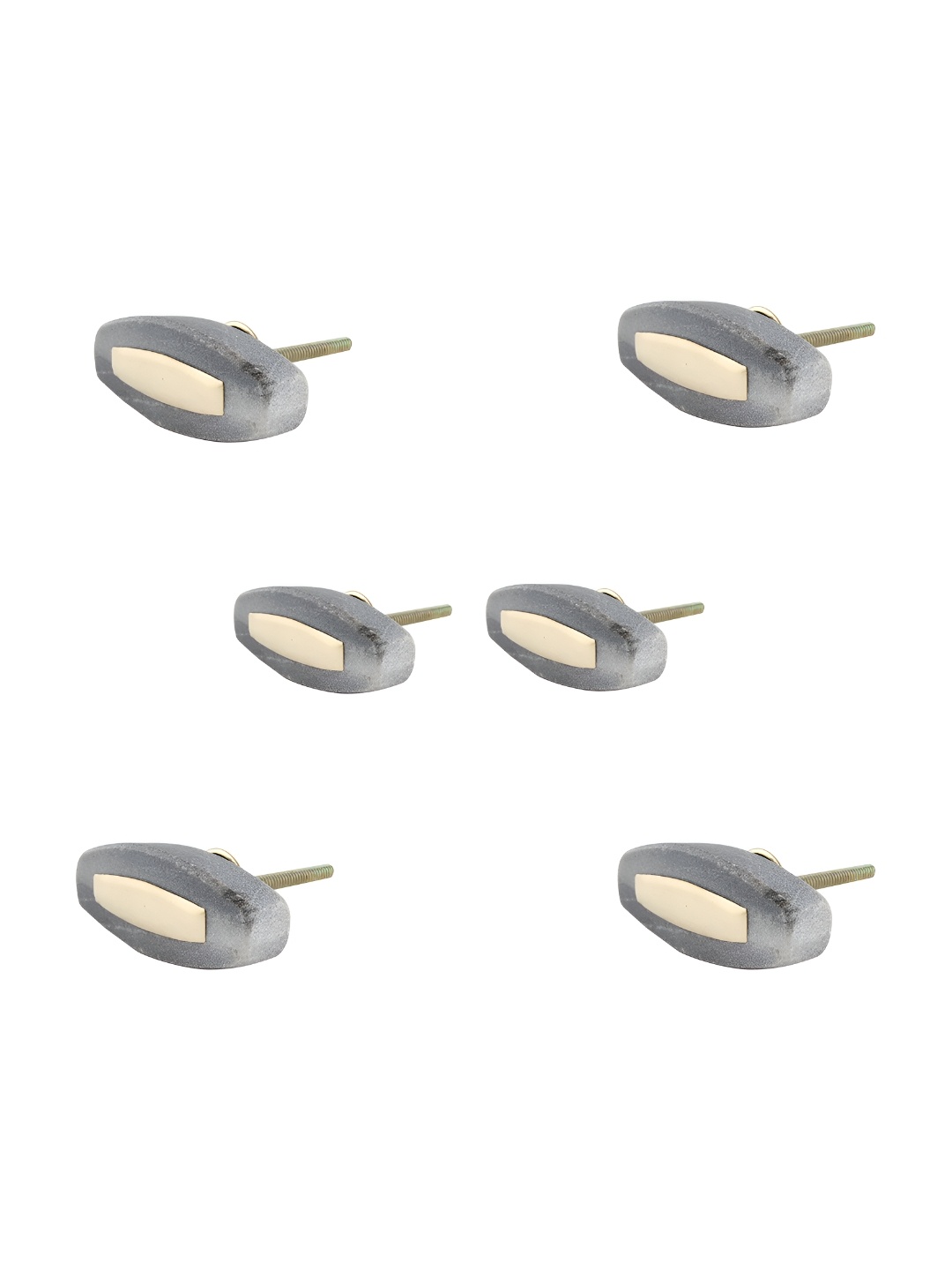 

Indianshelf 6Pcs Grey Textured Oval Knobs