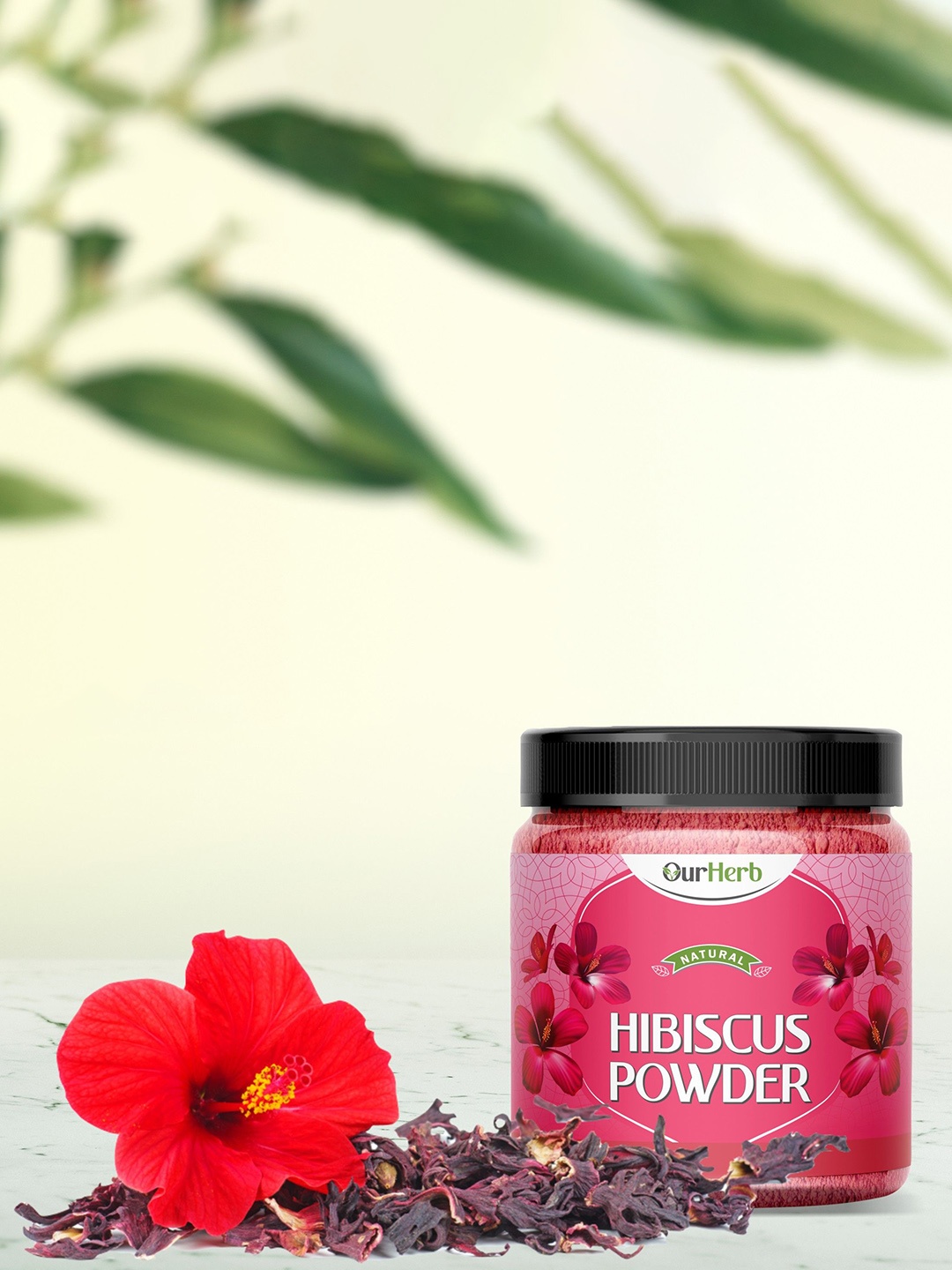 

OurHerb 100% Natural Hibiscus Powder With Wooden Spoon - 200 g, Red