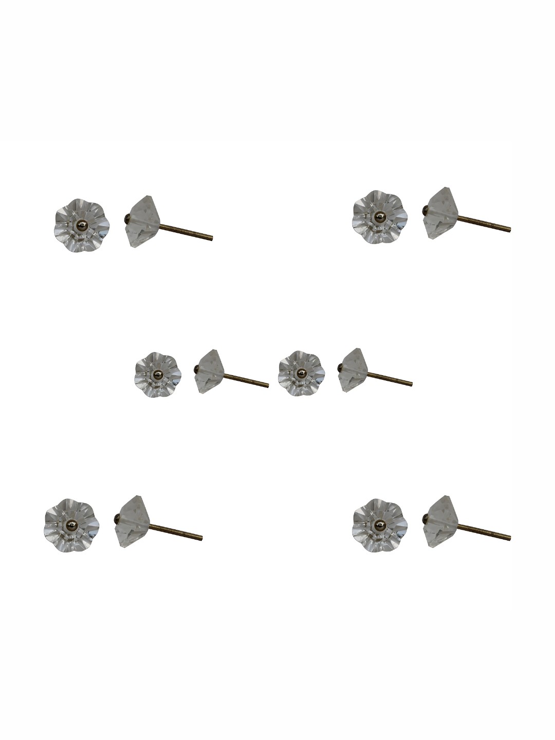 

Indianshelf 6Pcs Transparent Textured Glass Diamond Knobs