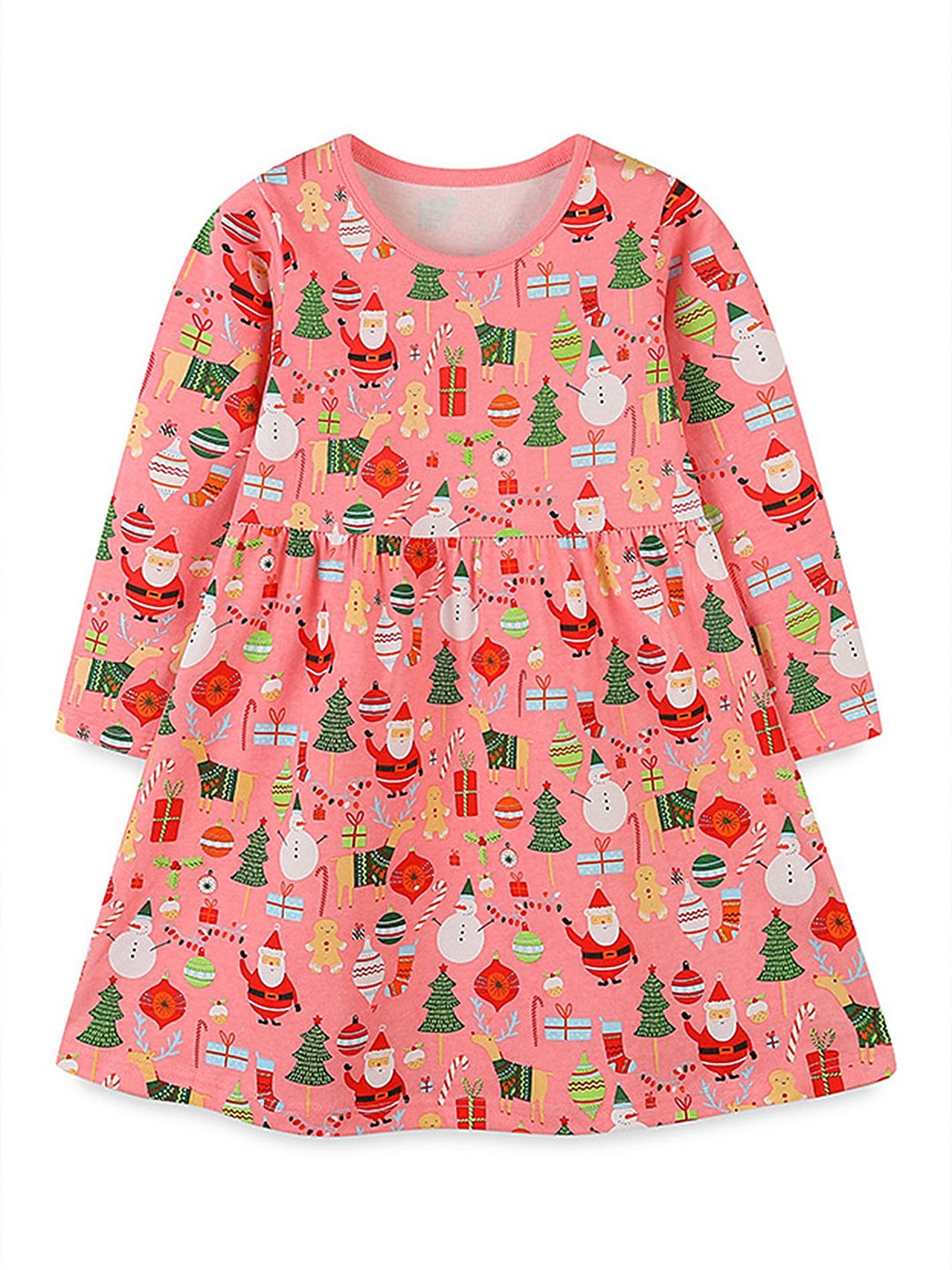 

LULU & SKY Girls Conversational Printed Cotton A-Line Knee Length Dress, Pink