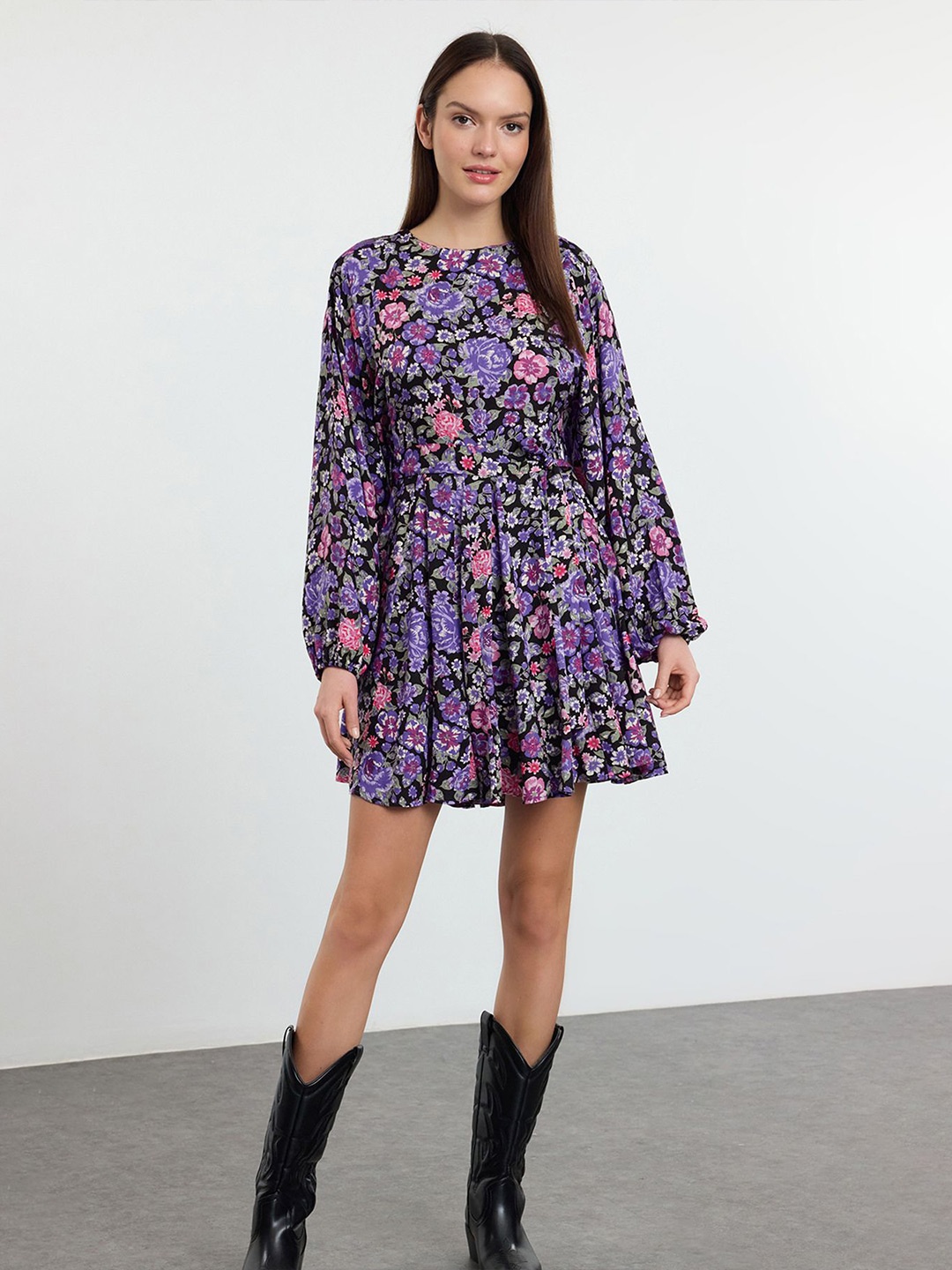 

Trendyol Floral Print Fit & Flare Dress, Na