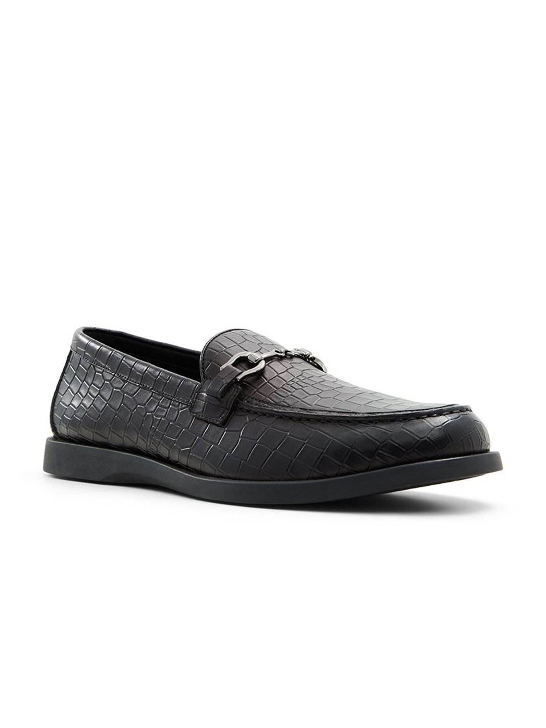 

ALDO Men Textured Leather Loafers, Black