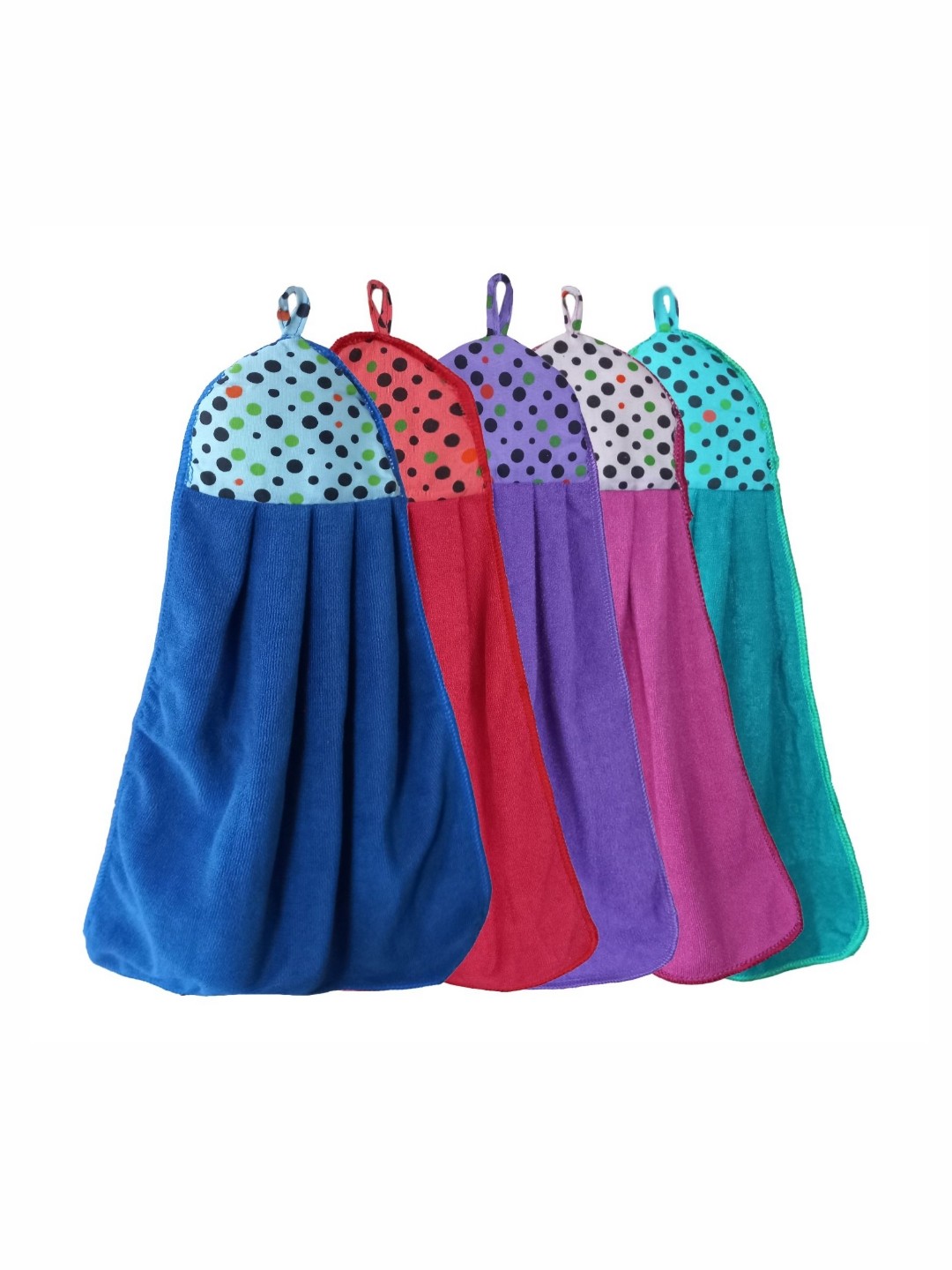 

Lushomes Set Of 5 Blue & Pink Hanging Kitchen Towels