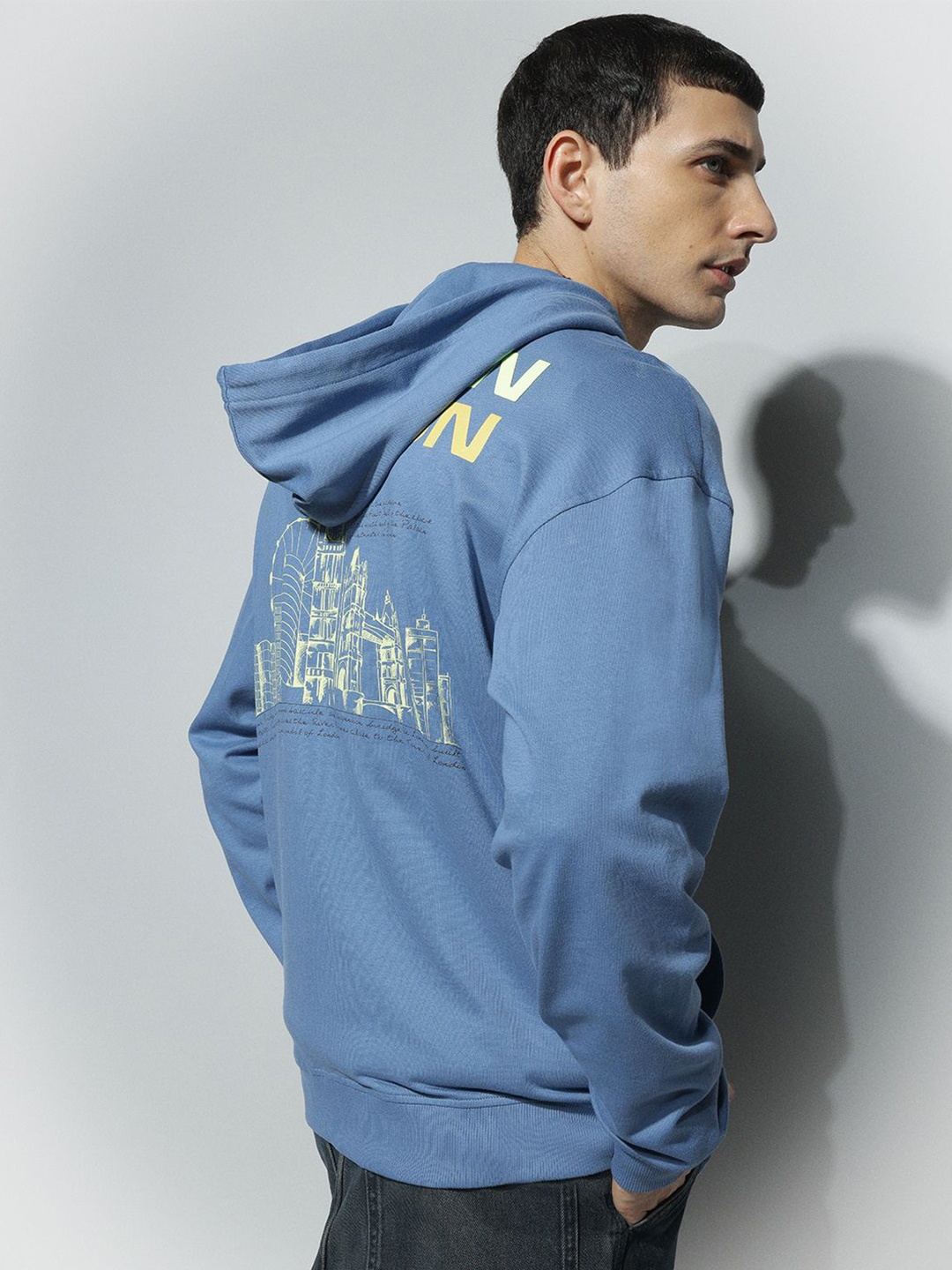 

H&M Men Alphanumeric Printed Relaxed Fit Sweatshirt, Blue