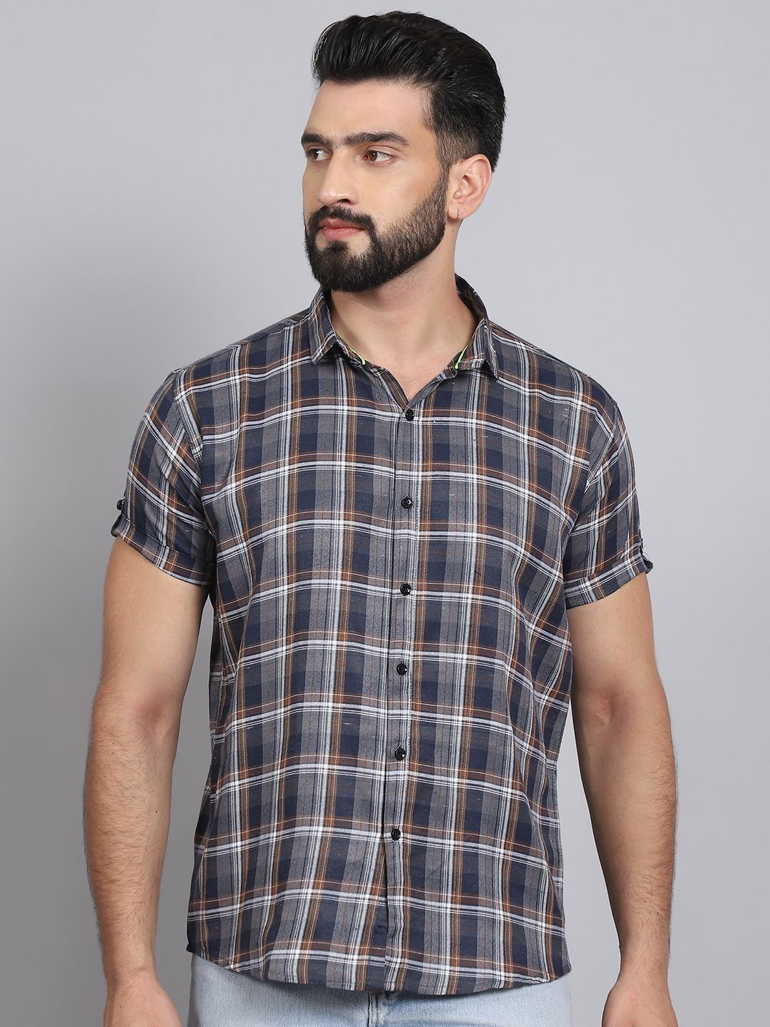 

Tanip Men Sheer Checked Casual Shirt, Blue
