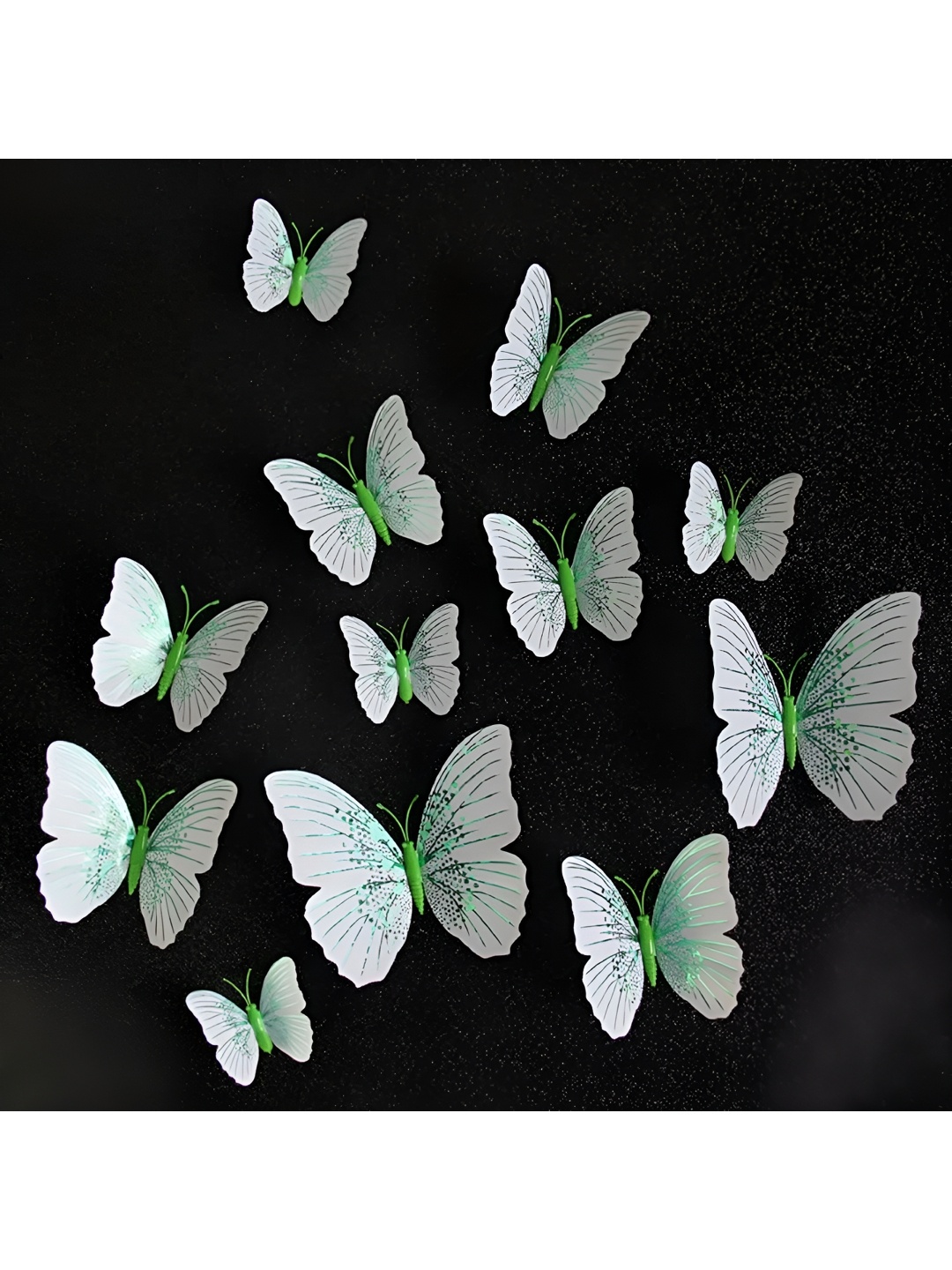 

Asian royal Set Of 12 White & Green Butterfly Wall Stickers