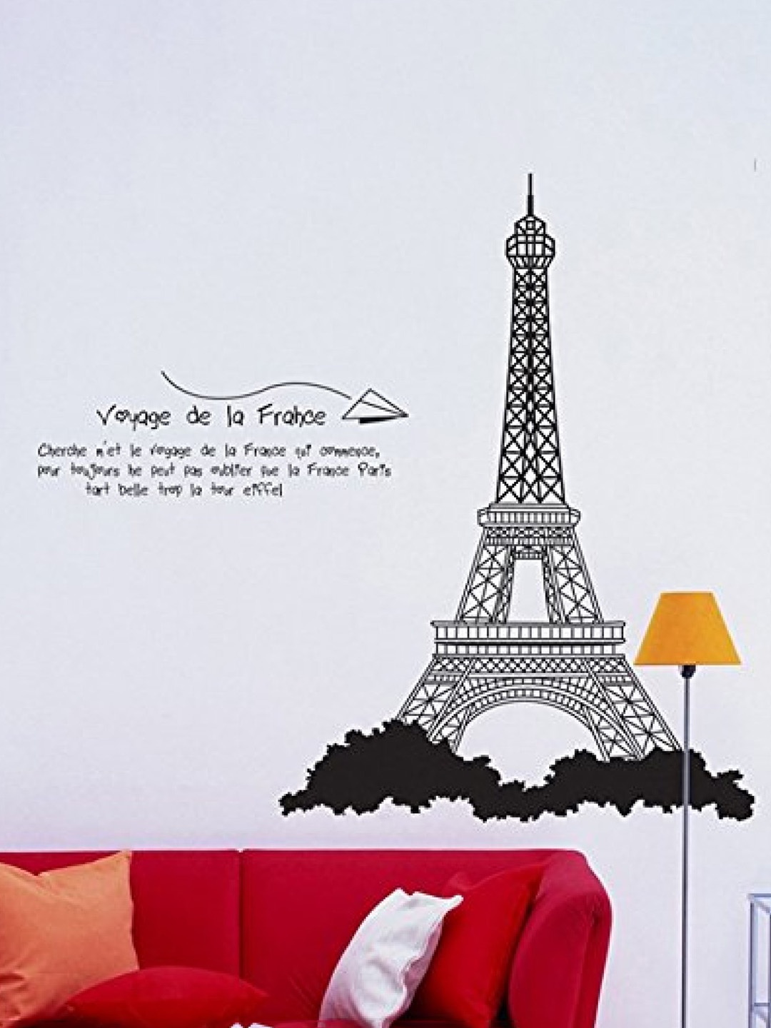

Asian royal Black Eiffel Tower Printed Self Adhesive Wall Sticker