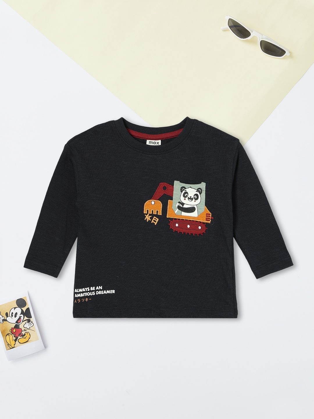 

max Boys Graphic Printed Round Neck Cotton T-shirt, Grey