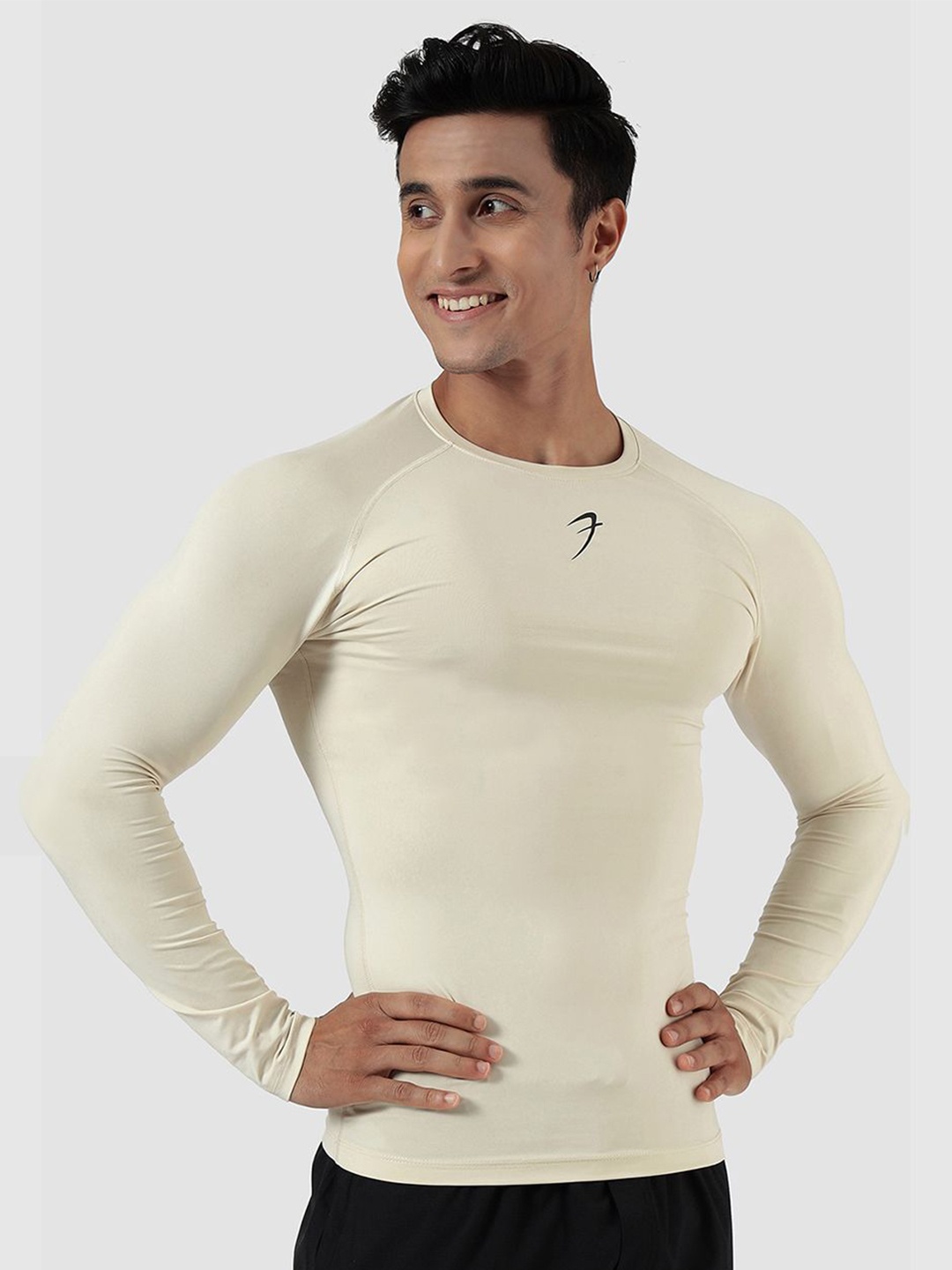 

FUAARK Men Stretchex Cut Outs Compression T-shirt, Beige