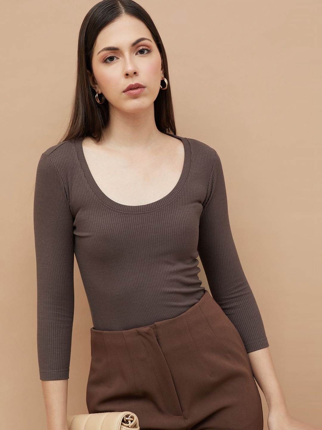

CODE by Lifestyle Women Pockets T-shirt, Brown