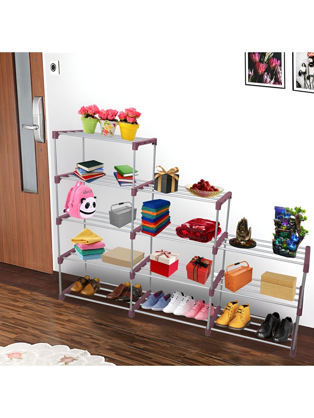 

Decent Hut 12 Shelves Portable Shoe Rack, Maroon