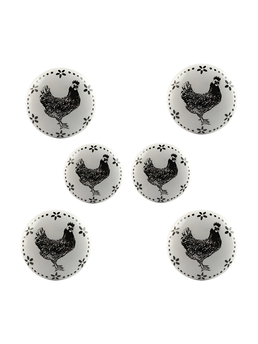 

Indianshelf White & Black 6 Pieces Printed Ceramic Knobs