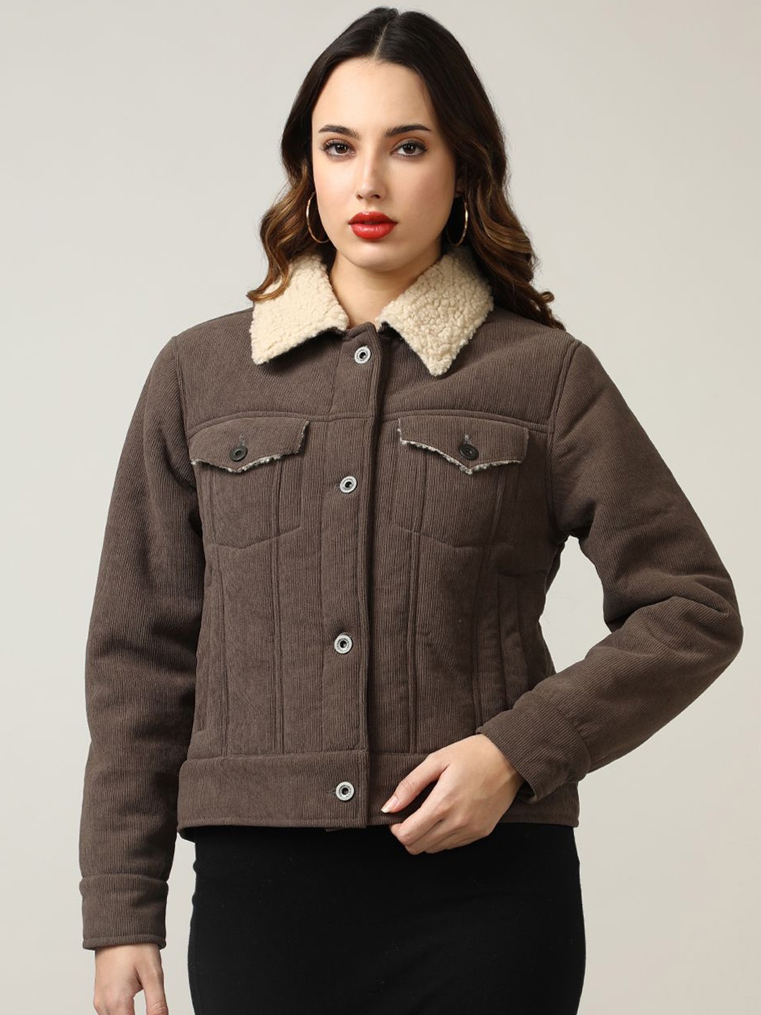 

Fort Collins Women Corduroy Tailored Jacket, Coffee brown