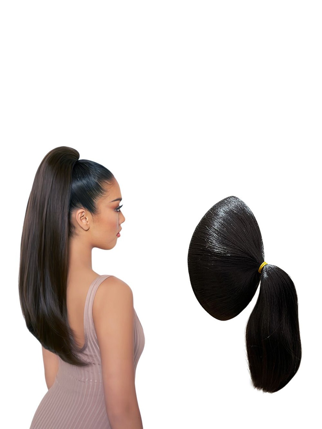 

D-Divine Ball Head Wig Wrapped With Grapefruit Peel Flower Bud Head Ponytail- 35 cm- Brown