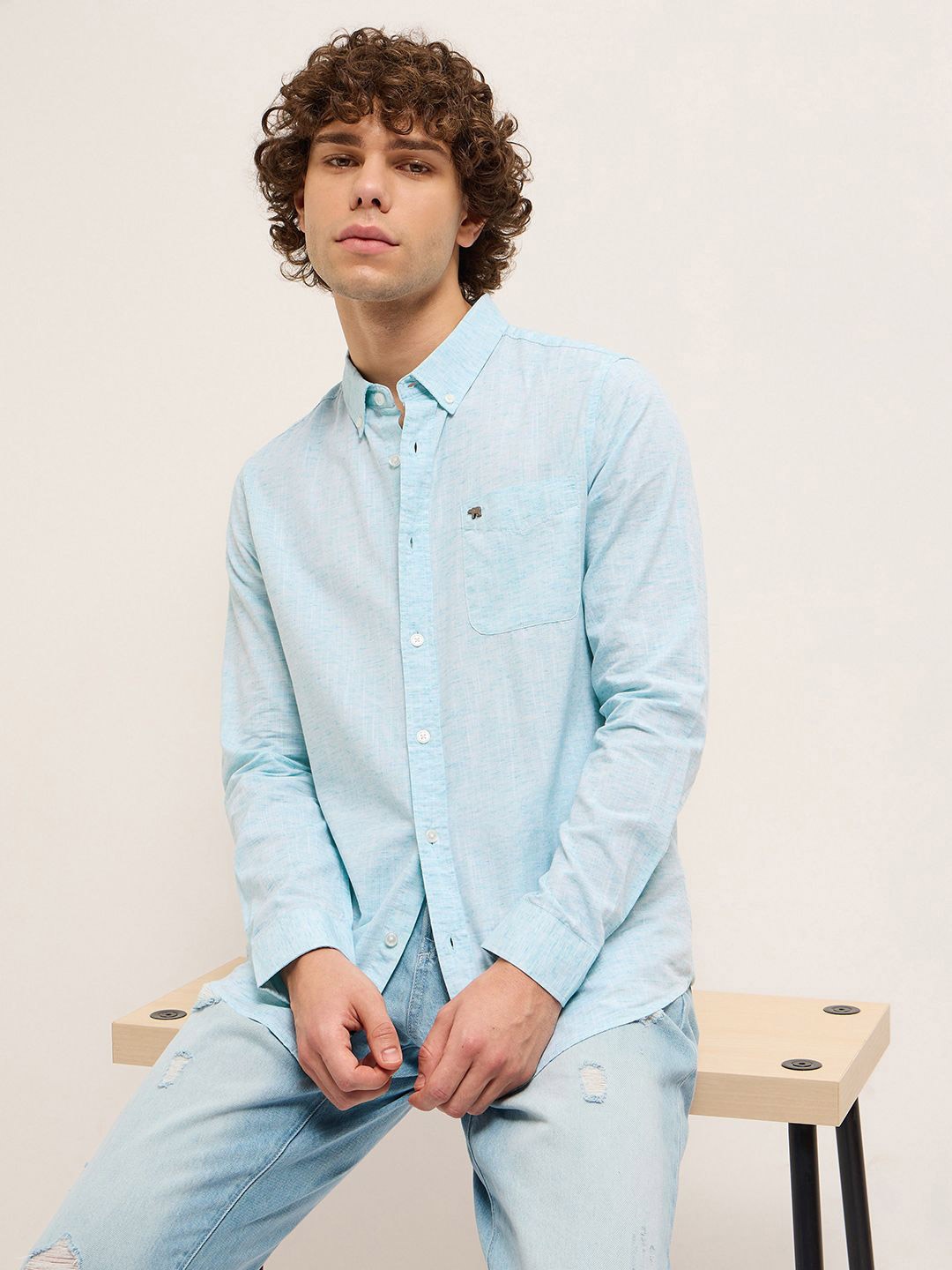 

THE BEAR HOUSE Men Slim Fit Opaque Casual Shirt, Blue