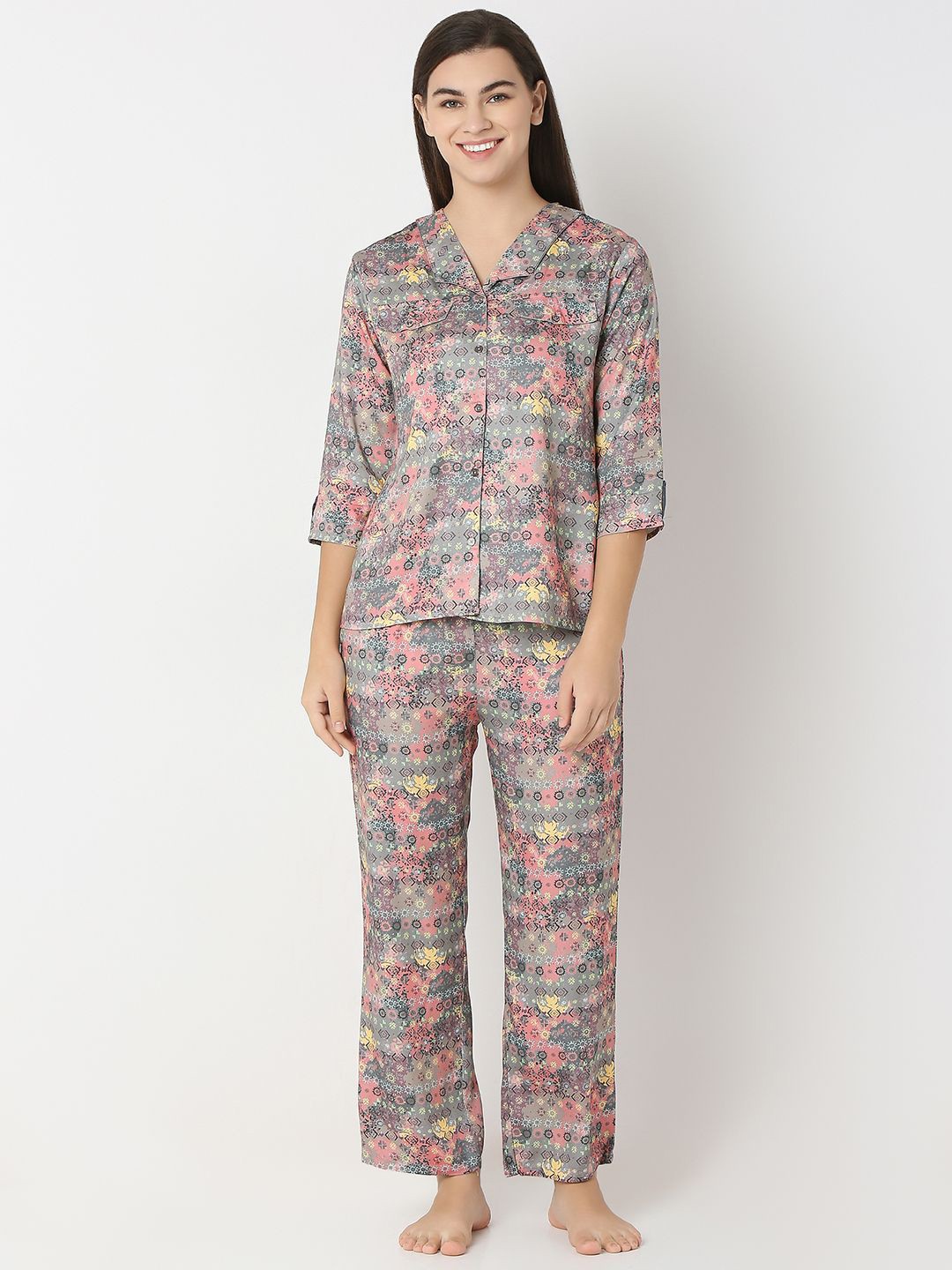 

Juliet Women Printed Night suit, Pink