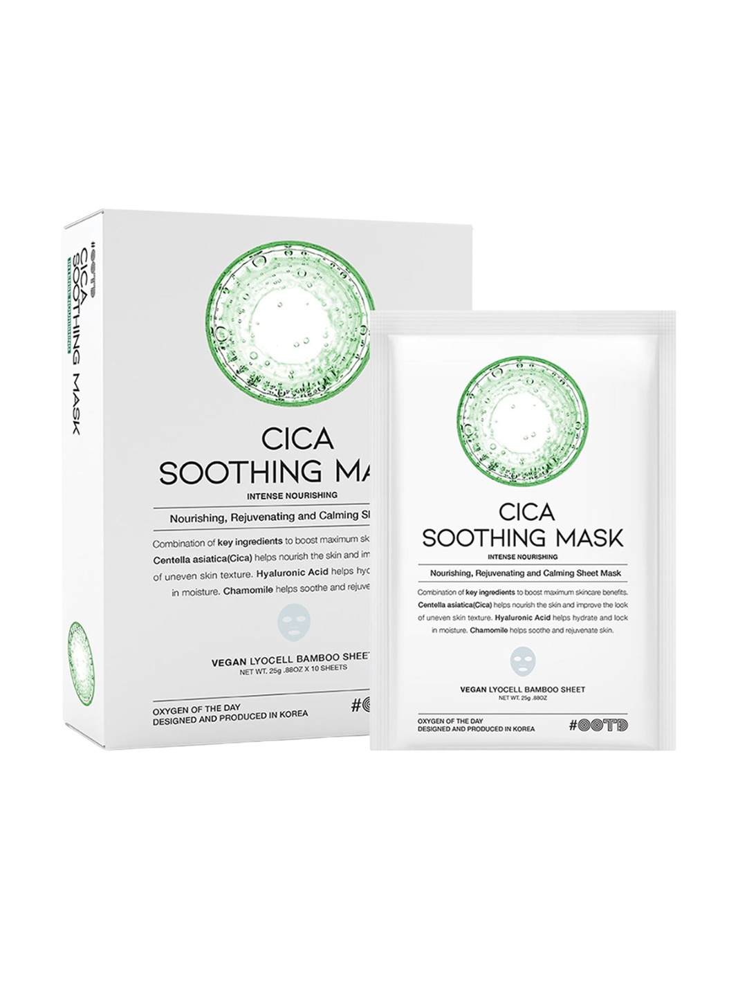 

OOTD CICA Soothing Mask With Hyaluronic Acid - 25 g - 10Pcs, White