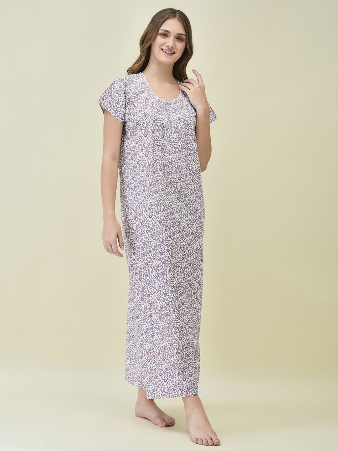 

Noty Printed Maxi Nightdress, Purple